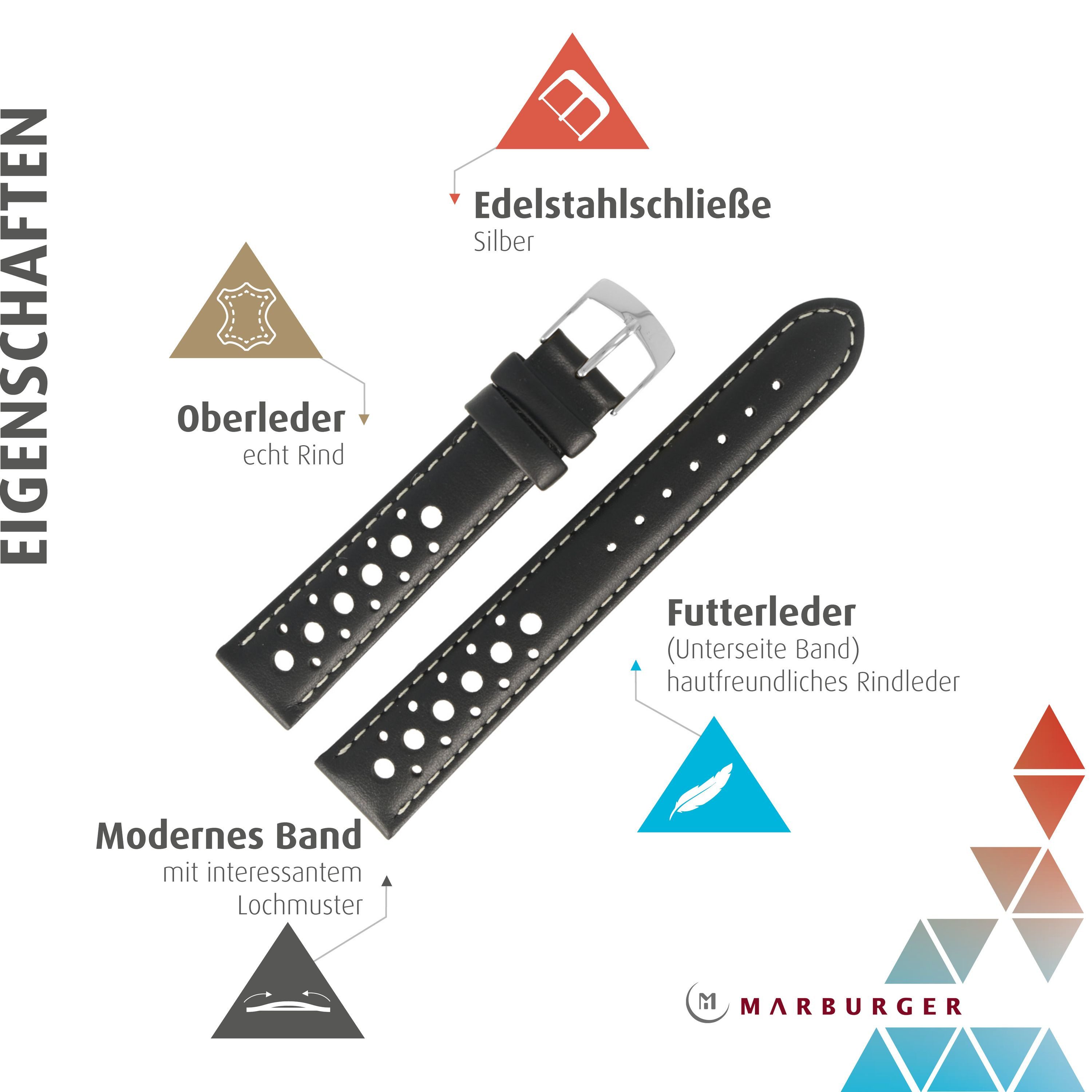 MARBURGER Uhrenarmband 18mm Leder