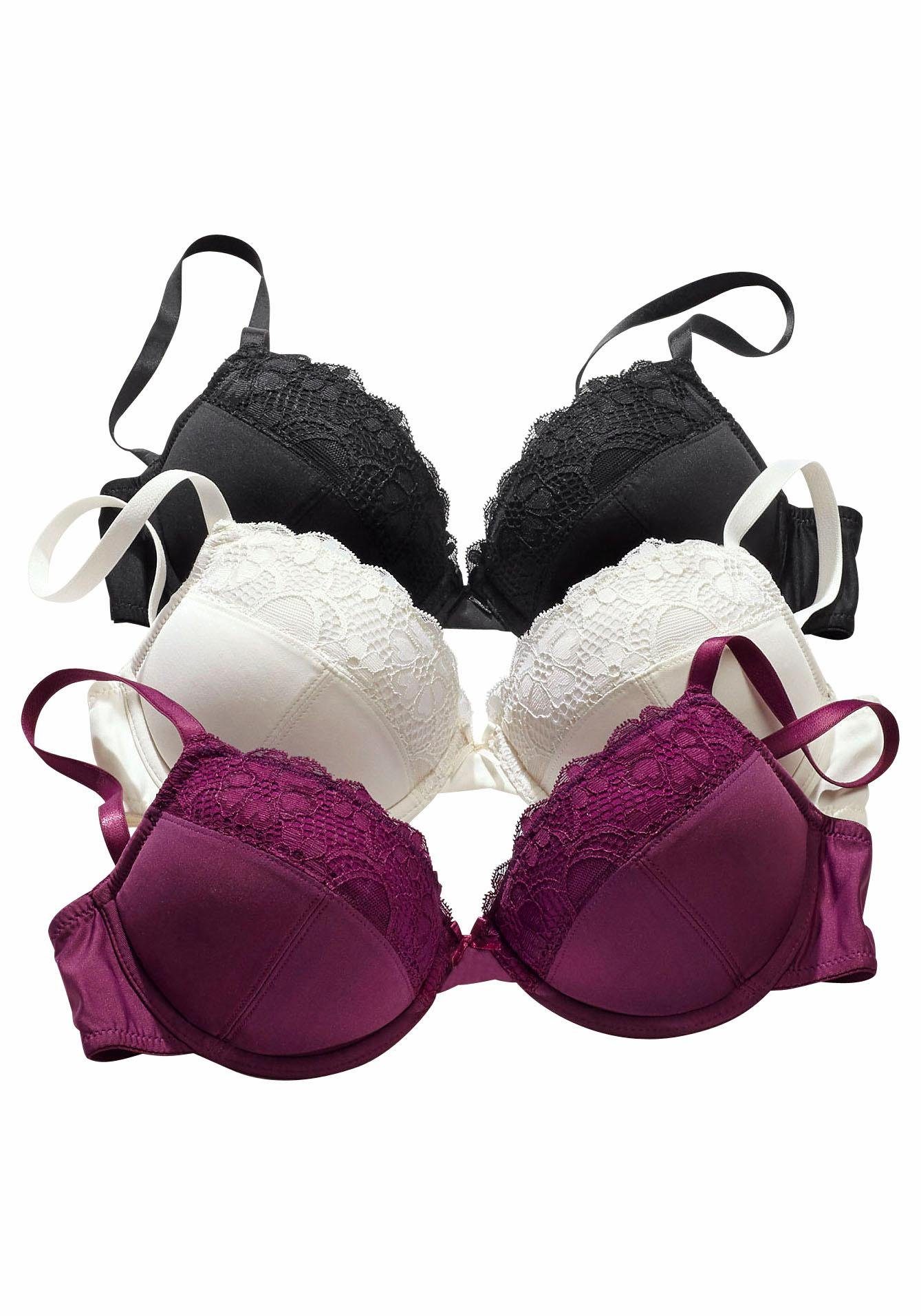 petite fleur Push-up-BH (Packung, 3 Stück) mit Bügel im attraktiven Multipack, Dessous
