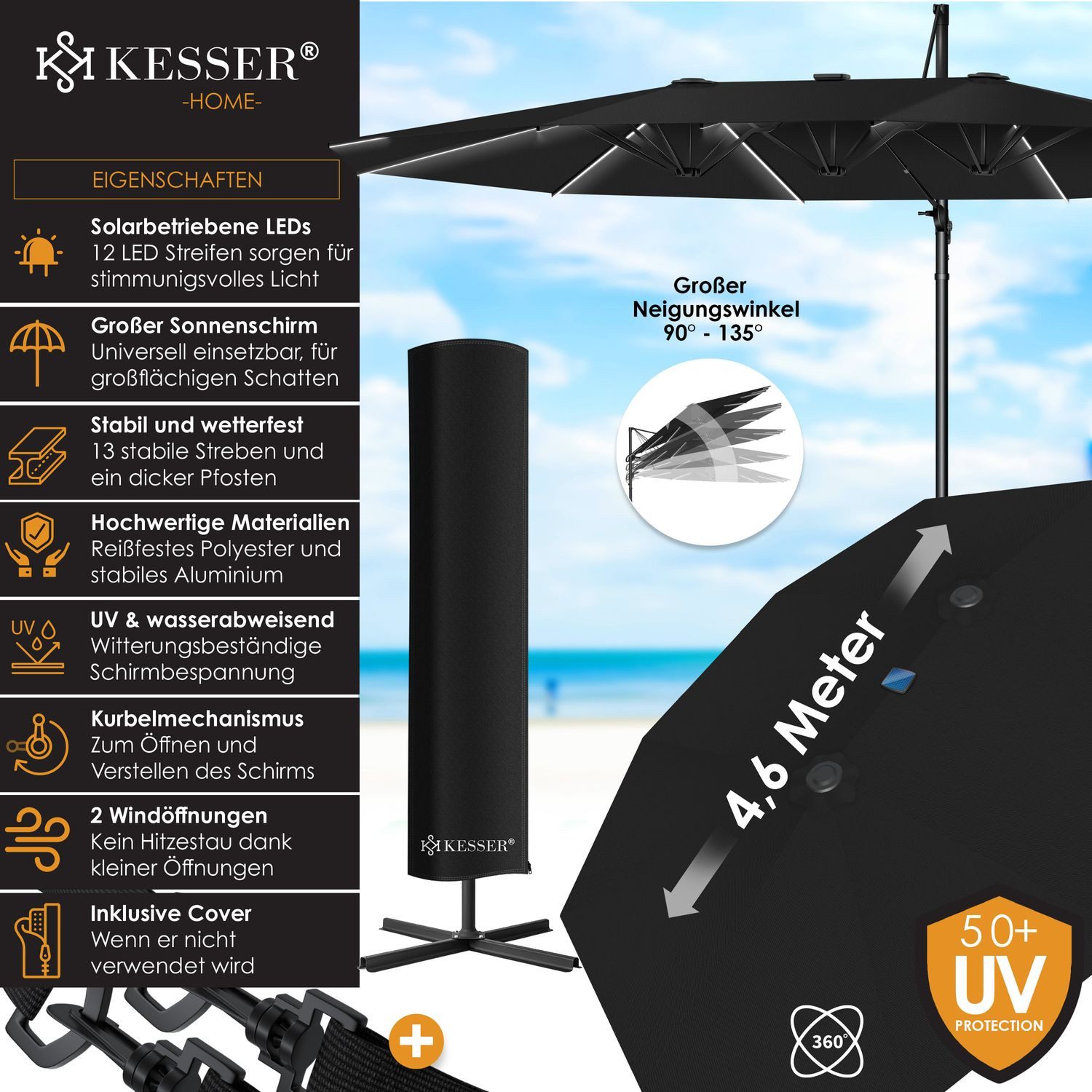 KESSER Sonnenschirm, Sonnenschirm Doppelsonnenschirm 4,6m x günstig online kaufen