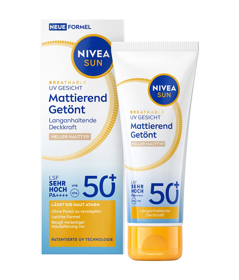 Nivea Sun Sonnenschutzcreme Breathable UV Gesicht mattierend hell LSF 50+ 40ml, 1-tlg.