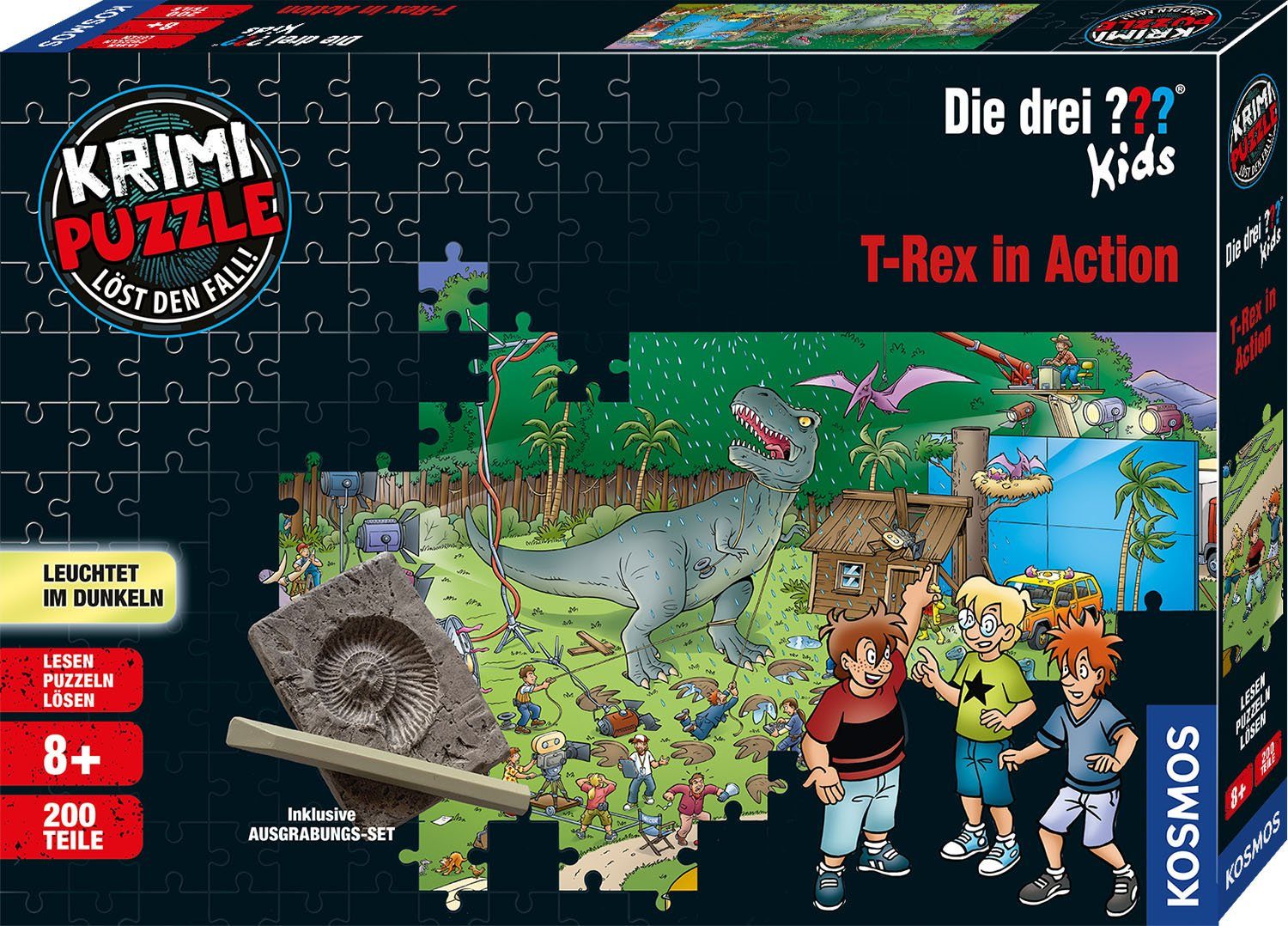 Kosmos Puzzle Krimipuzzle Die drei ??? Kids T-Rex in Action, 200 Puzzleteil günstig online kaufen