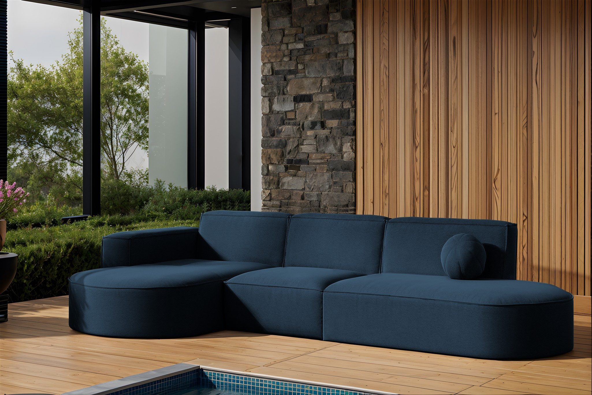 Fun Möbel Loungesofa Gartenmöbel Gartensofa Ecksofa SUNDAY, inkl. 1 Zierkissen, Wetterfester Stoff