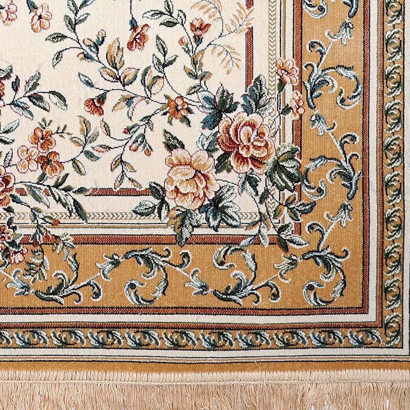 Teppich Moderner Orientteppich Palazzo Wohnzimmer mm, 914165, rechteckig, Höhe: Royal gold 6 cm TaraCarpet, 095x140 Vintage Bordüre Boho Esszimmer beige Schlafzimmer