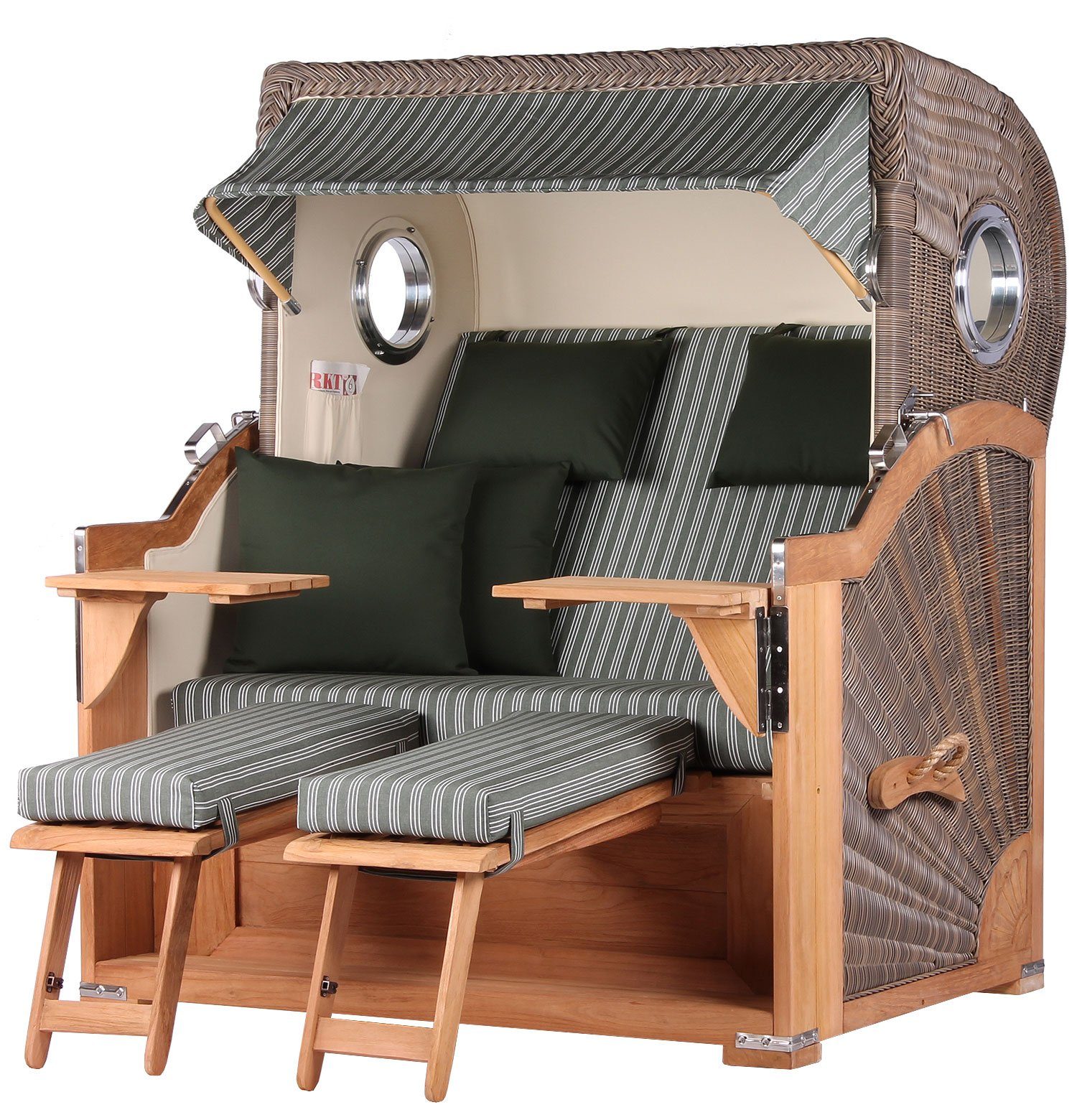 Strandkorb Königssee 2,5-Sitzer Teak - PE grau - Modell 504