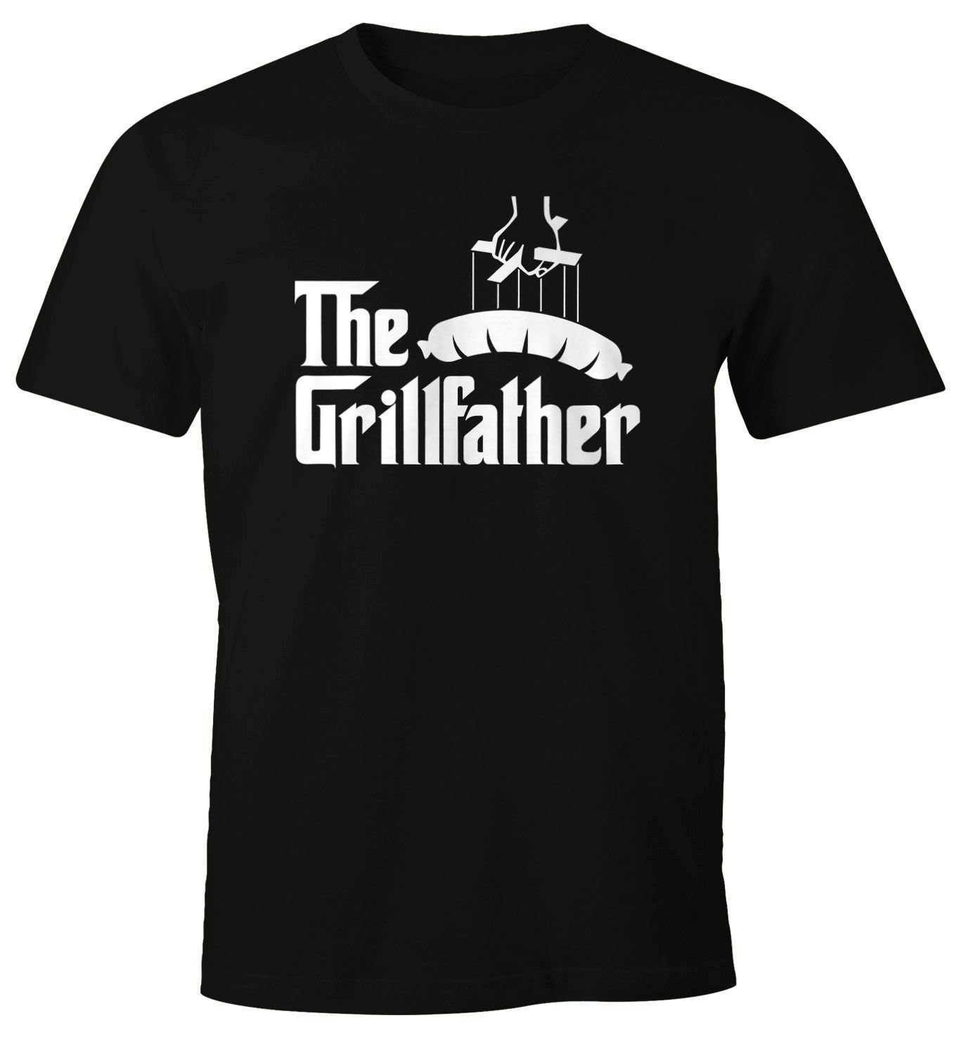 Print-Shirt Herren T-Shirt The Grillfather Wurst Fun-Shirt für Männer und Paten Geschenk lustig 100% Baumwolle Moonworks®