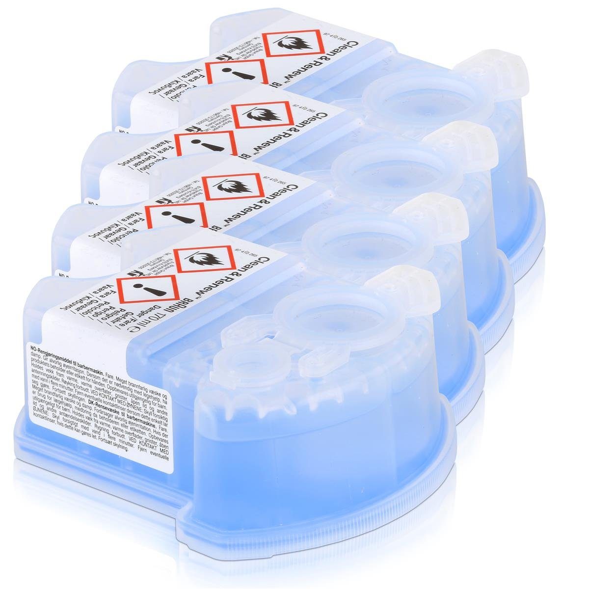Braun 4x Braun Series Ersatzkartuschen mit Reinigungsflüssigkeit (170ml) Elektrorasierer Reinigungslösung