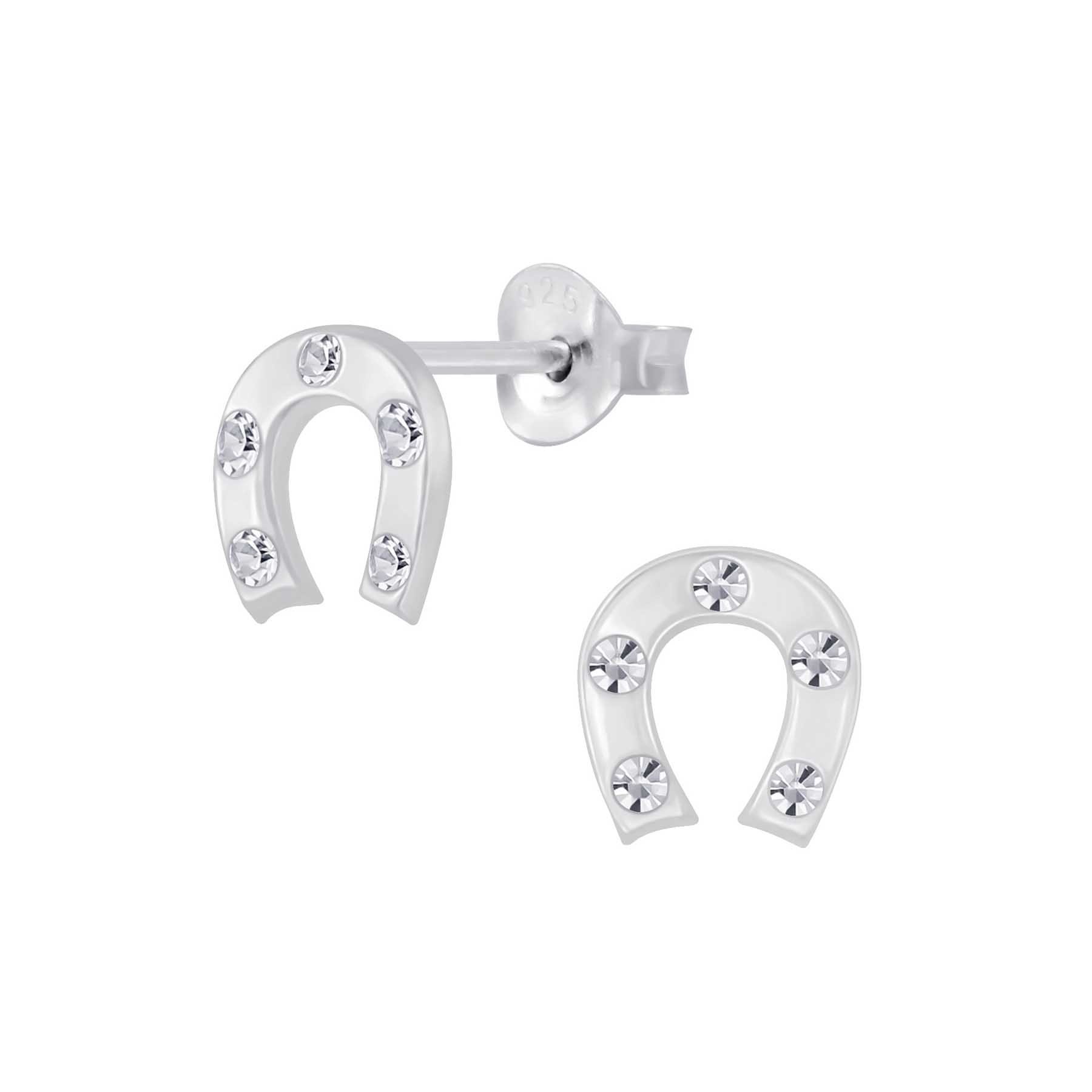 Valentinstagsgeschenk schmuck23 Paar Ohrstecker Ohrringe Hufeisen Kristall 925 Silber Damen Mädchen Kinder, Kinderschmuck Mädchen Geschenk echte Silbe