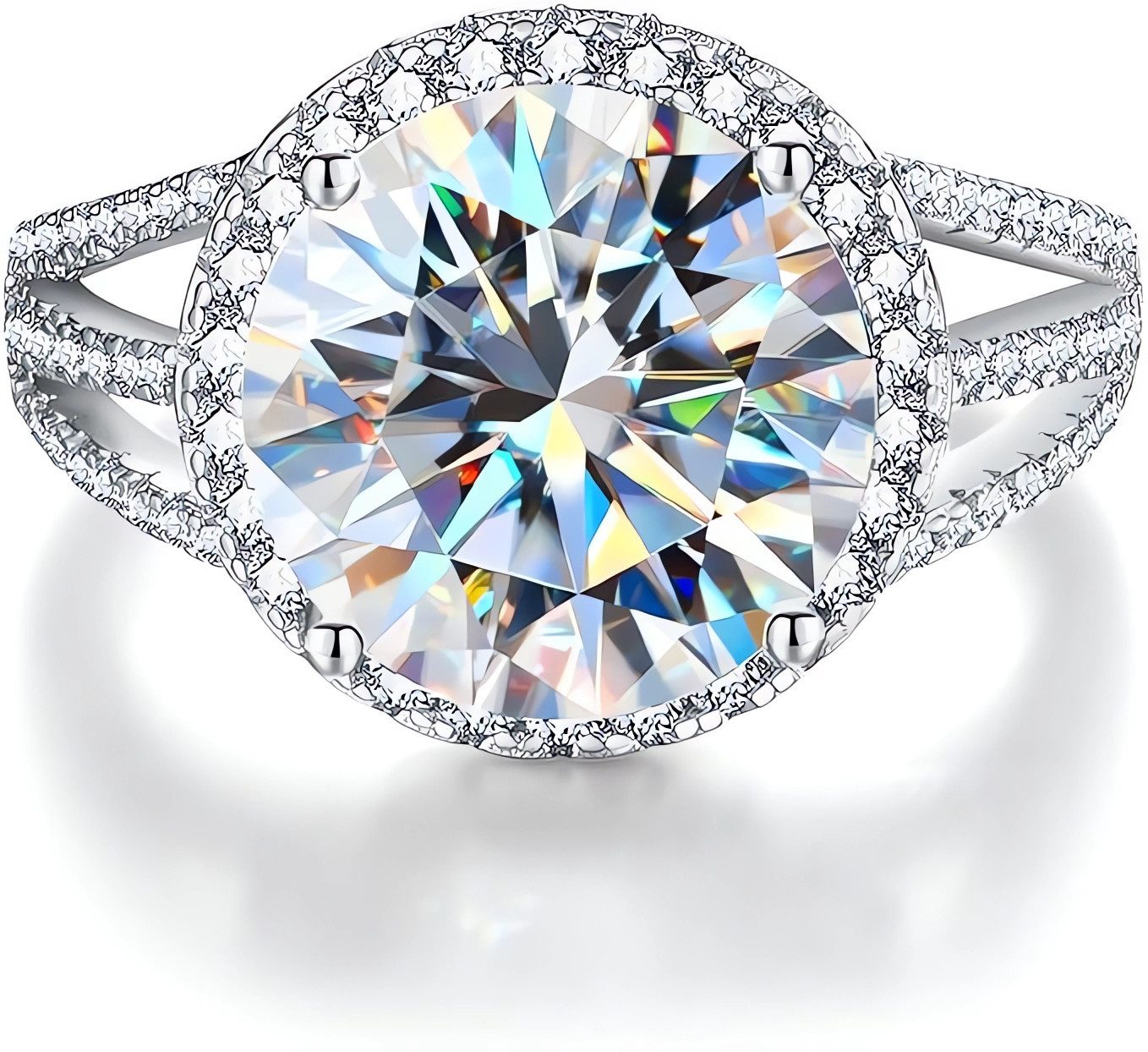 Jumpeak Diamantring Diamant Ring Damen,Rund Ring in Krallenfassung,Lab Grown Diamant Ring, 5ct,E,VS2,3EX,IGI-Zertifikat,Verlobungsringe Frau,Geschenk Schwester