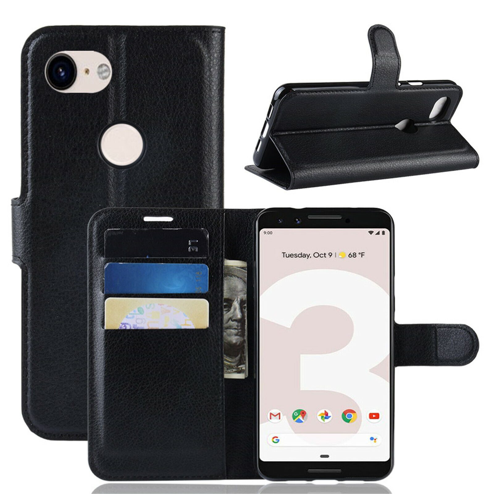 betterfon Handyhülle Handytasche für Google Pixel 3a Klapphülle Schwarz