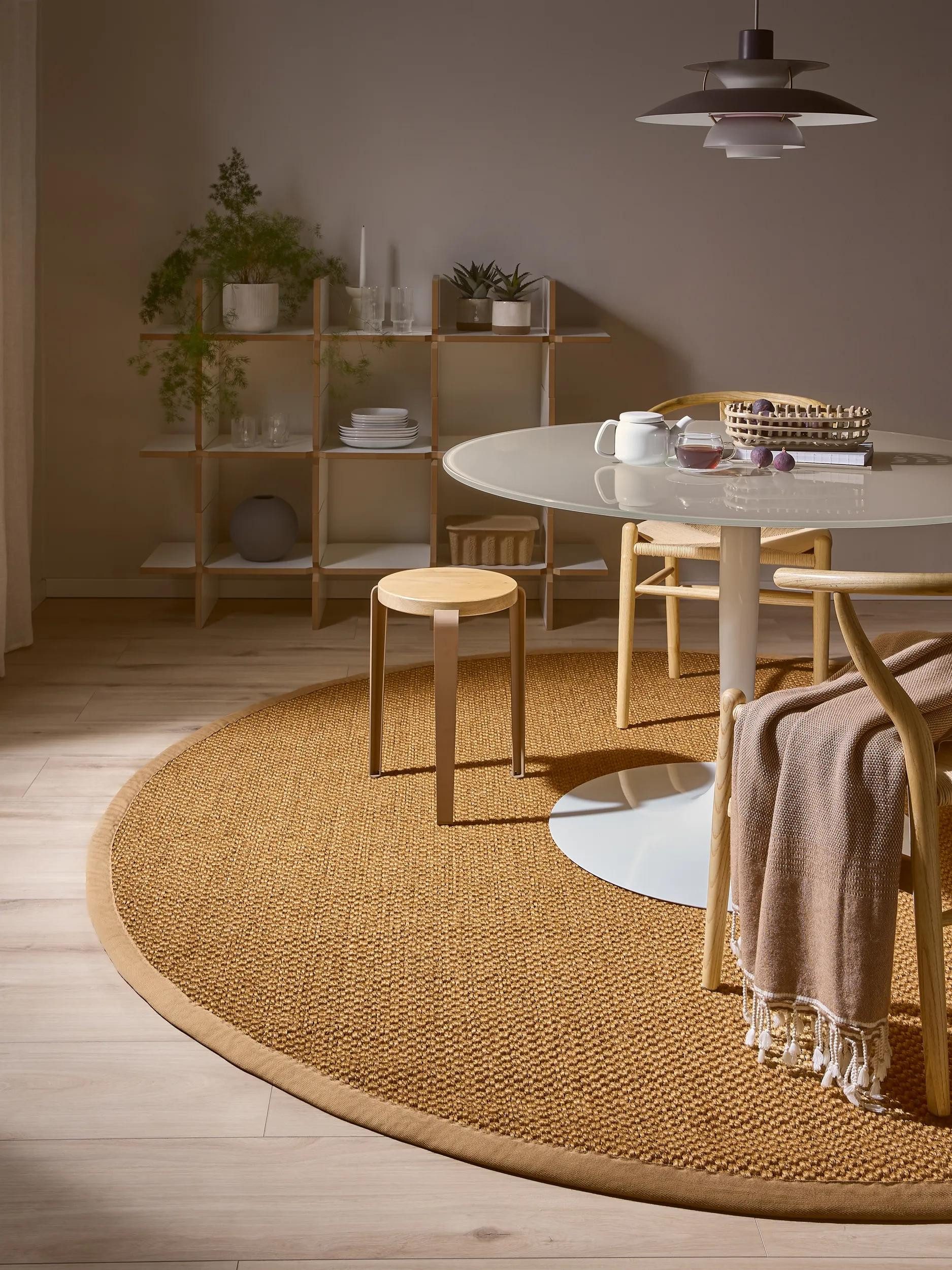 benuta Sisalteppich Greta, rund, Höhe: 5 mm, 100% Sisal Naturfaser, Teppich Wohnzimmer, Esszimmer, Schlafzimmer