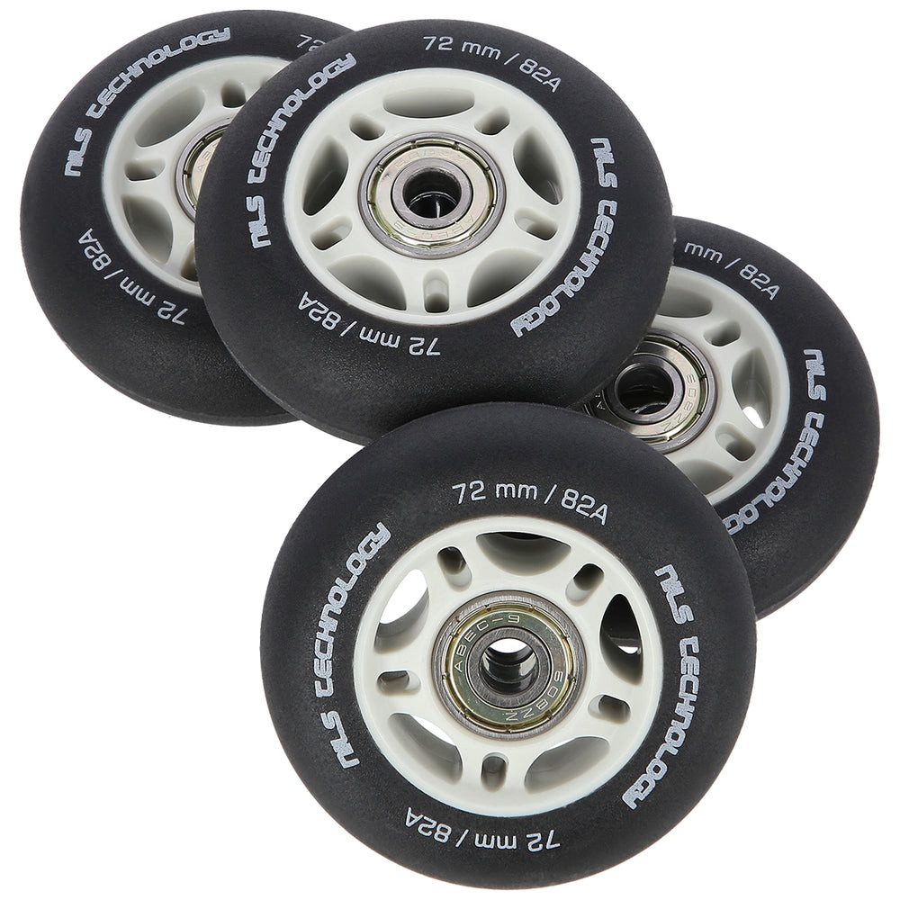 NILS EXTREME Inlineskates-Rolle Ersatzrollen Rollensatz Kugellager (Spar-Set, 4 St), 82A, 72 mm, 4er-Satz, ABEC-9 Kugellager