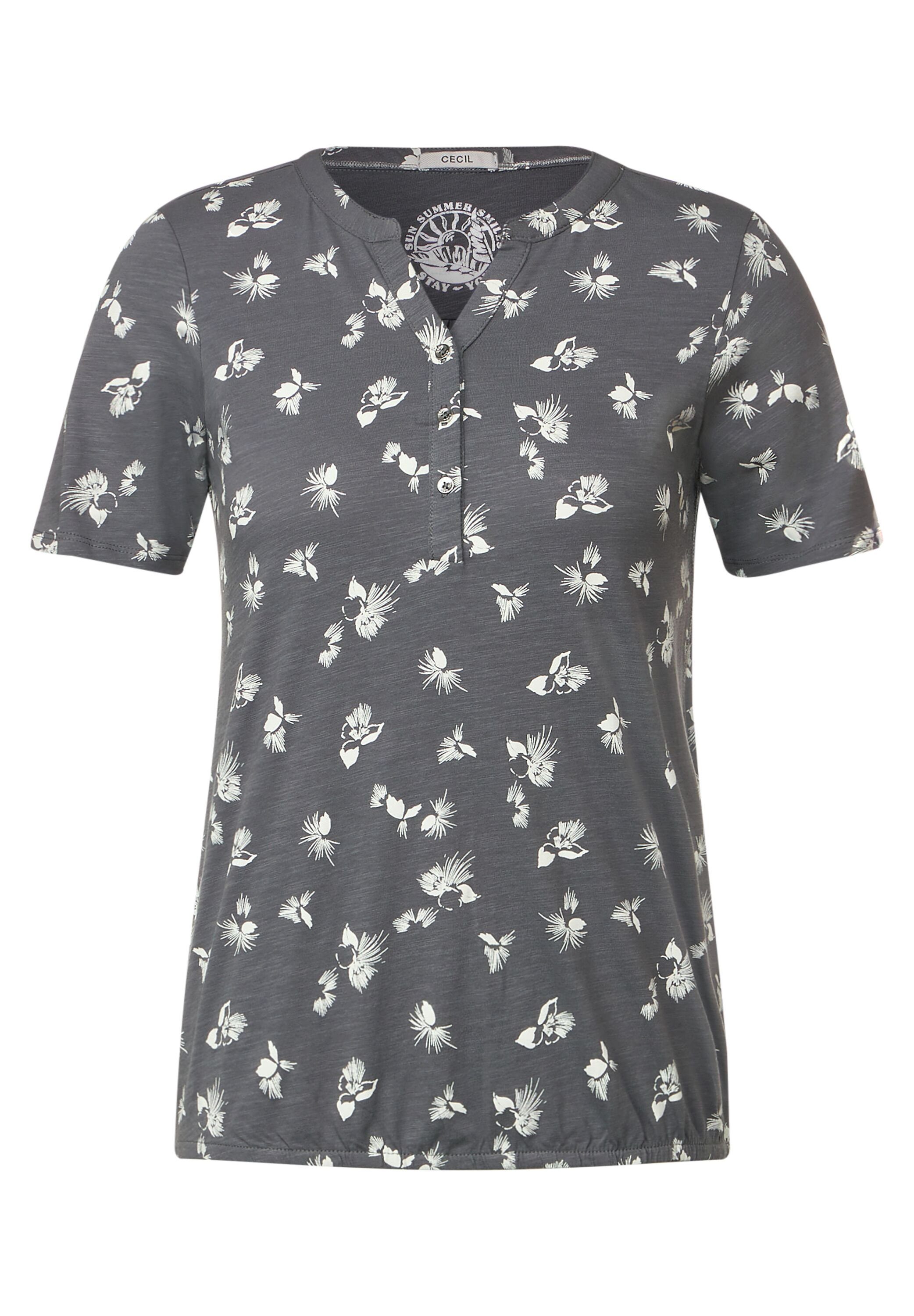 Cecil T-Shirt aus reiner grey graphit light Baumwolle