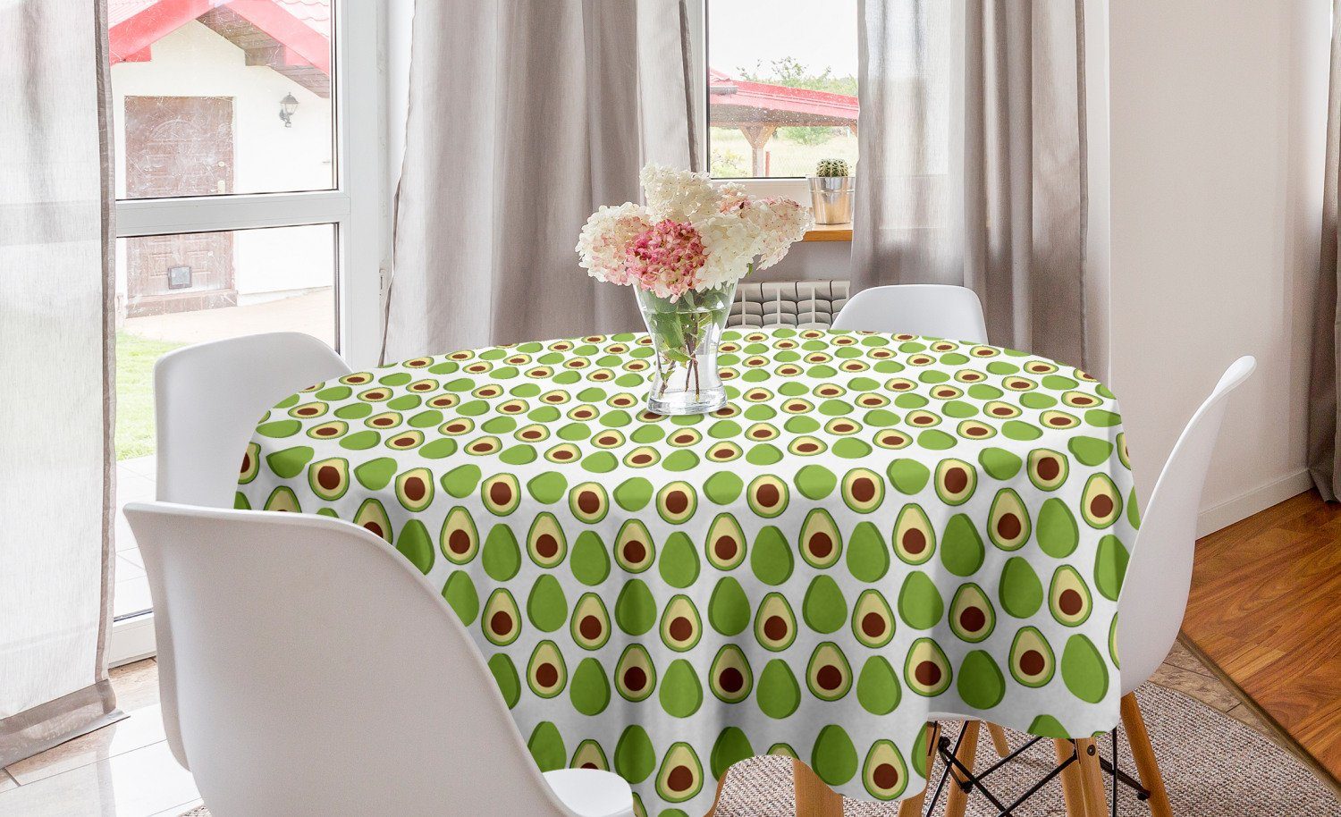 Abakuhaus Tischdecke Kreis Tischdecke Abdeckung für Esszimmer Küche Dekoration, Avocado Bunte Bio-Lebensmittel