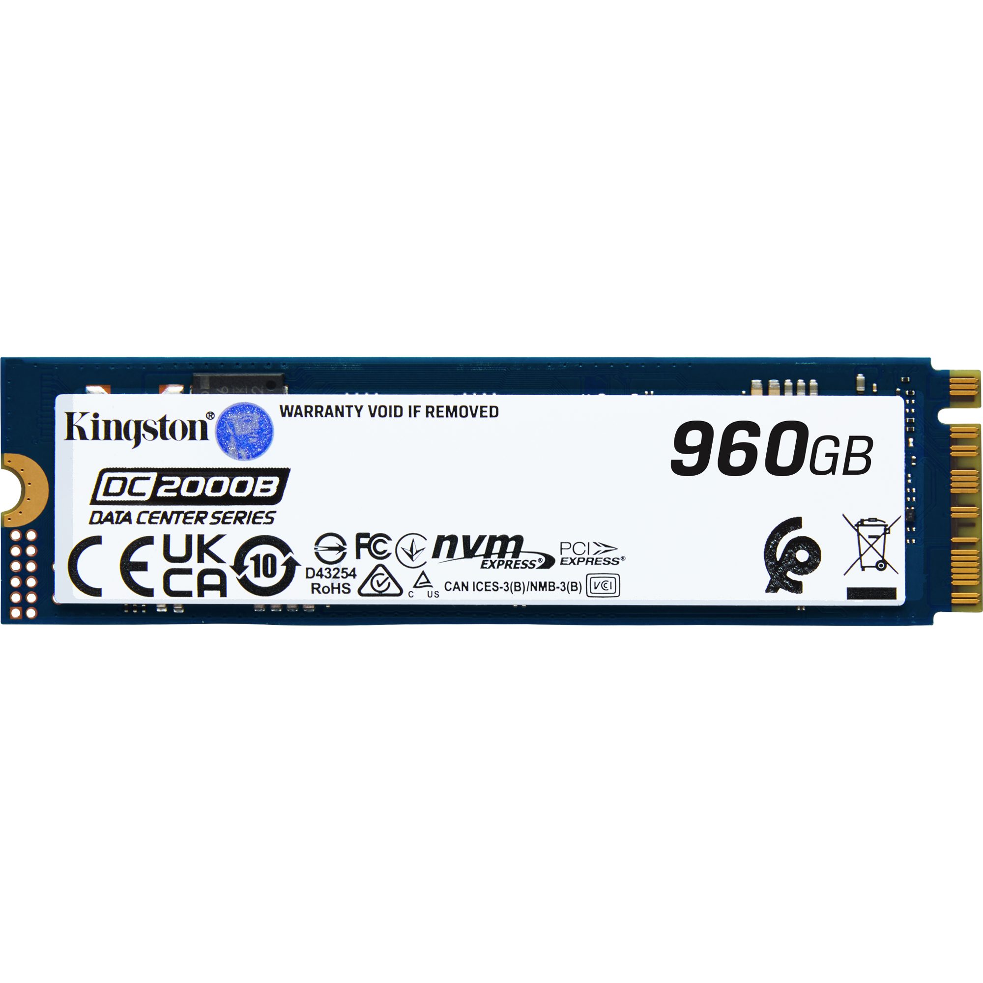 Kingston Kingston DC2000B 960 GB, SSD, (PCIe 4.0 x4, NVMe, M.2 2280) interne SSD (960 GB) M2" 7.000 MB/S Lesegeschwindigkeit, 1.300 MB/S Schreibgeschwindigkeit, PCIe 4.0 x4, NVMe, M.2 2280
