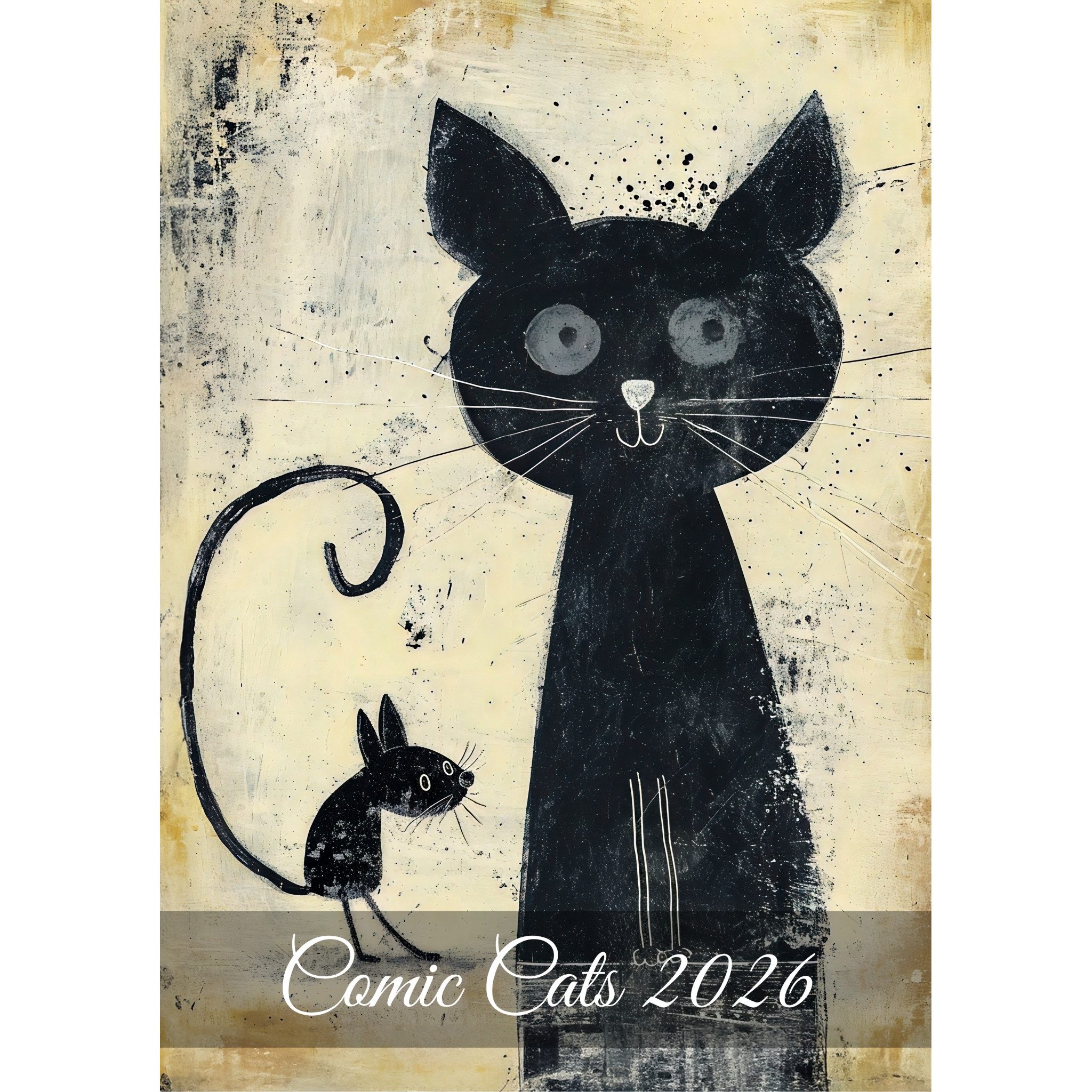 raxxa Wandkalender Comic Cats 2026 - hoch