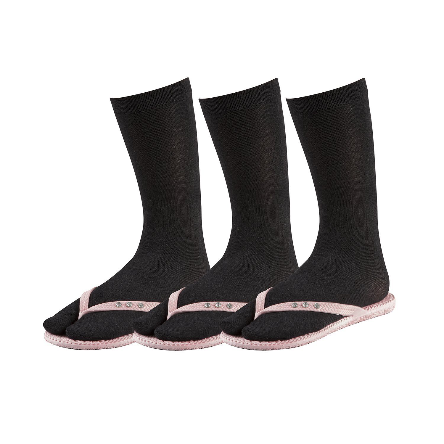 Zwei-Zehen-Socken, 3 Sandalen-Socken, Socken Tabi Zehensocken Schwarz Bambussocken, FussFreunde Paar