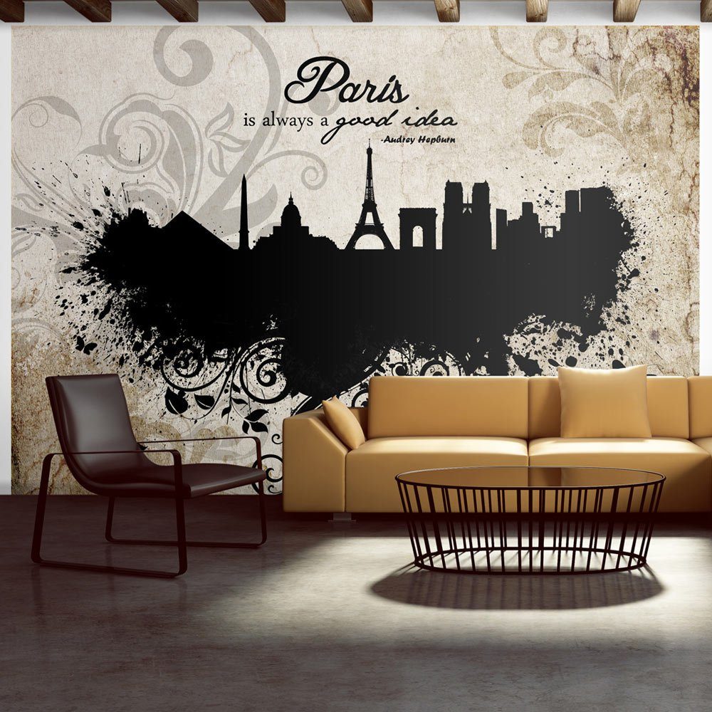 KUNSTLOFT Vliestapete Paris is always a good idea - vintage 1.5x1.05 m, halb-matt, lichtbeständige Design Tapete