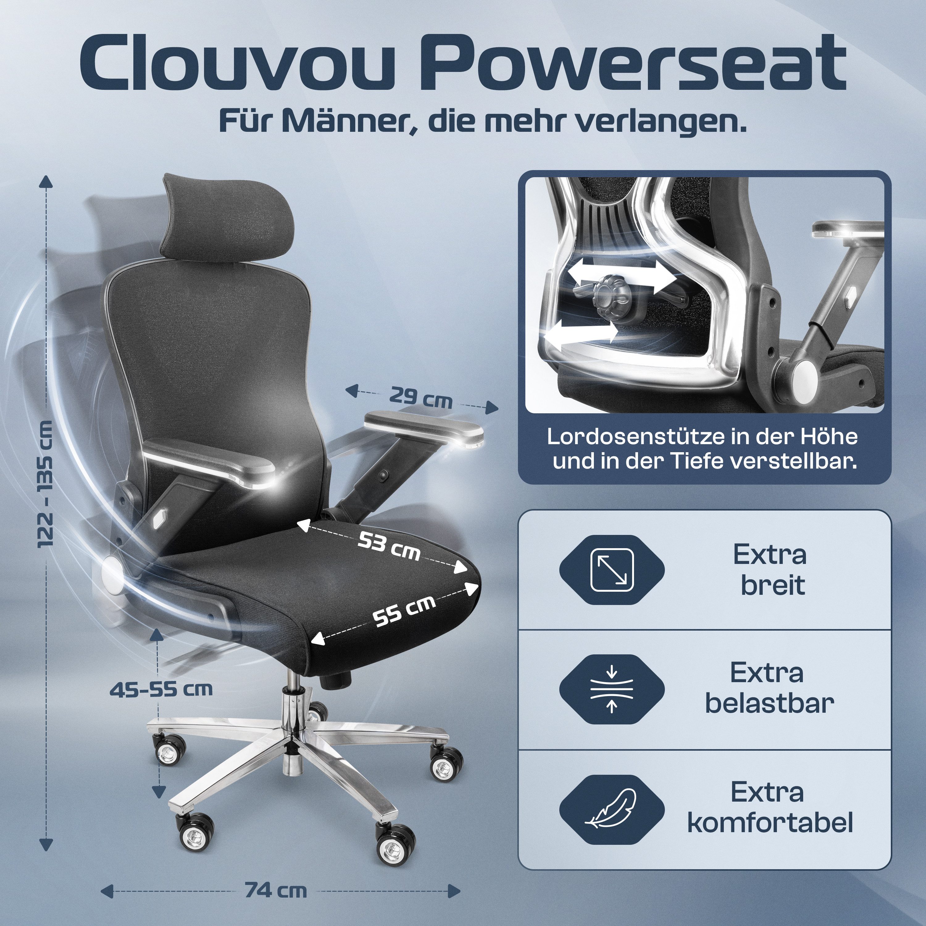 CLOUVOU Schreibtischstuhl PowerSeat Bürostuhl Ergonomisch, Gaming günstig online kaufen