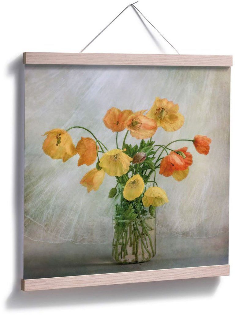 Gelb, Wandbild, Poster Poster, Wandposter Wall-Art Bild, Orange Mohnblumen St), Blumen (1