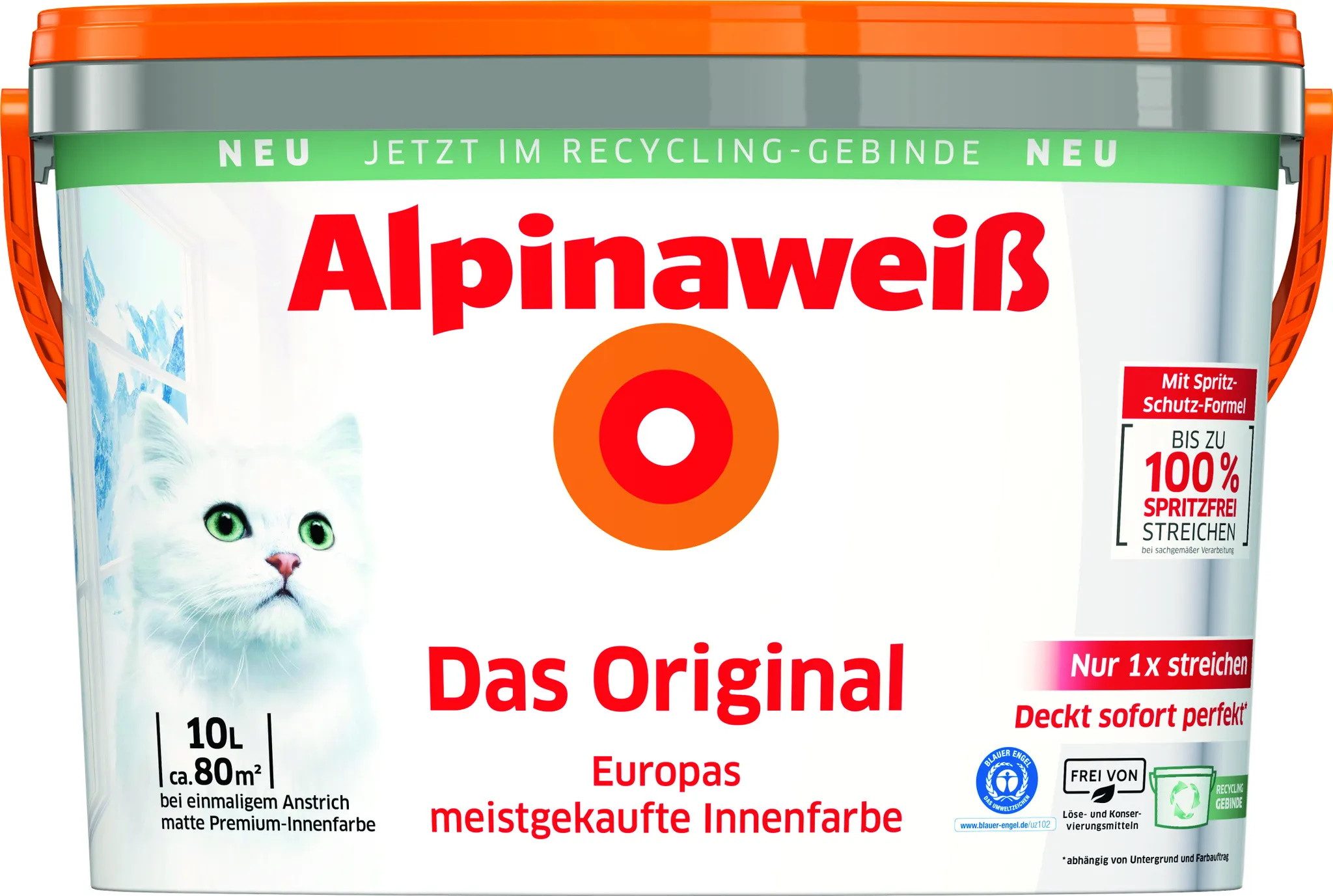 Alpina Wandfarbe Alpinaweiß Das Original 10 L Weiß Matt, spritzt & tropft nicht, beste