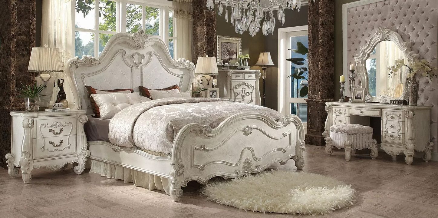 JVmoebel Schlafzimmer-Set Klassisches Schlafzimmer Set Bett Nachttisch Schminktisch Spiegel, Made in Europa