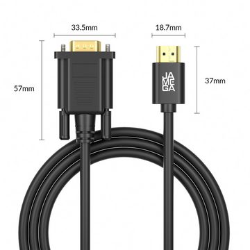 JAMEGA HDMI auf VGA Kabel - Konverter Audio & Videokabel für PC, Laptop HDTV HDMI-Kabel, HDMI Stecker, VGA Stecker, (150 cm)