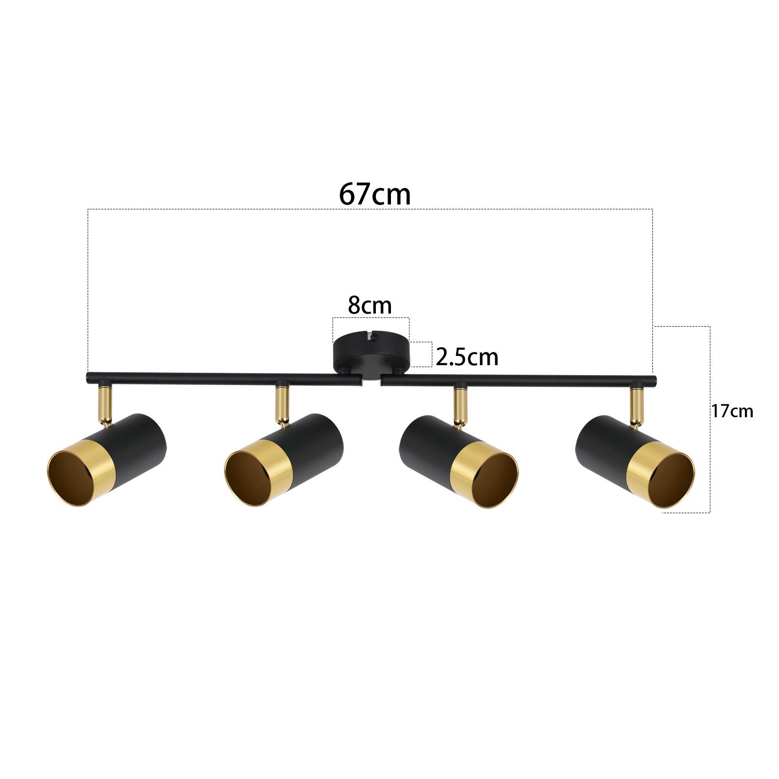 ZMH Deckenstrahler 2/3/4 Flammig-GU10 Schwarz-Gold Modern Deckenlampe für W günstig online kaufen