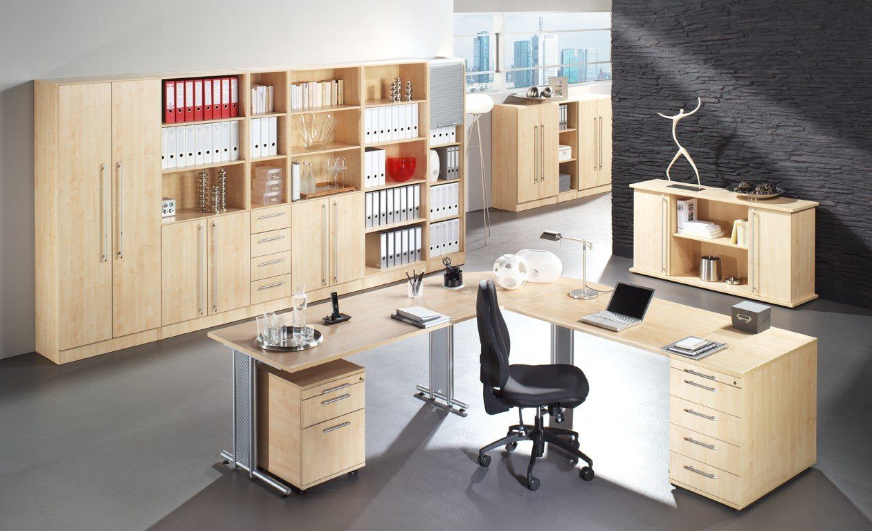 PROREGAL® Schreibtisch Schreibtisch Mauno, 72cm Weiß Arbeitshöhe  Ahorn,  BxT 80x80cm