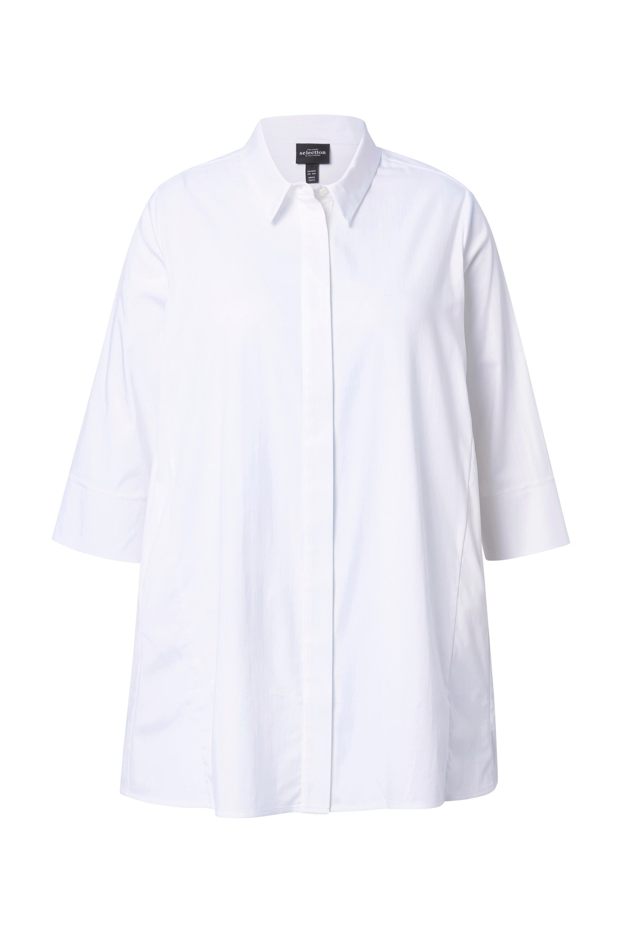 Ulla Popken Hemdbluse Bluse Godet-Einsätze A-Linie günstig online kaufen