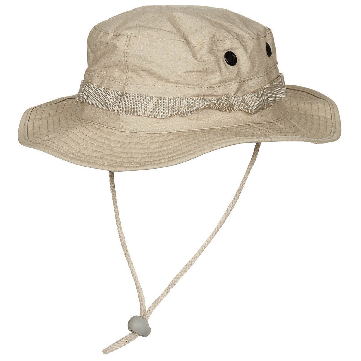 MFH Outdoorhut US GI Buschhut, mit Kinnband, GI Boonie, Rip Stop, khaki