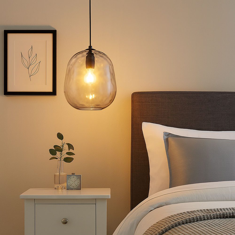 FISCHER & HONSEL Pendelleuchte, Leuchtmittel nicht inklusive, Pendelleuchte Esstischlampe Hängeleuchte Glas grau transparent