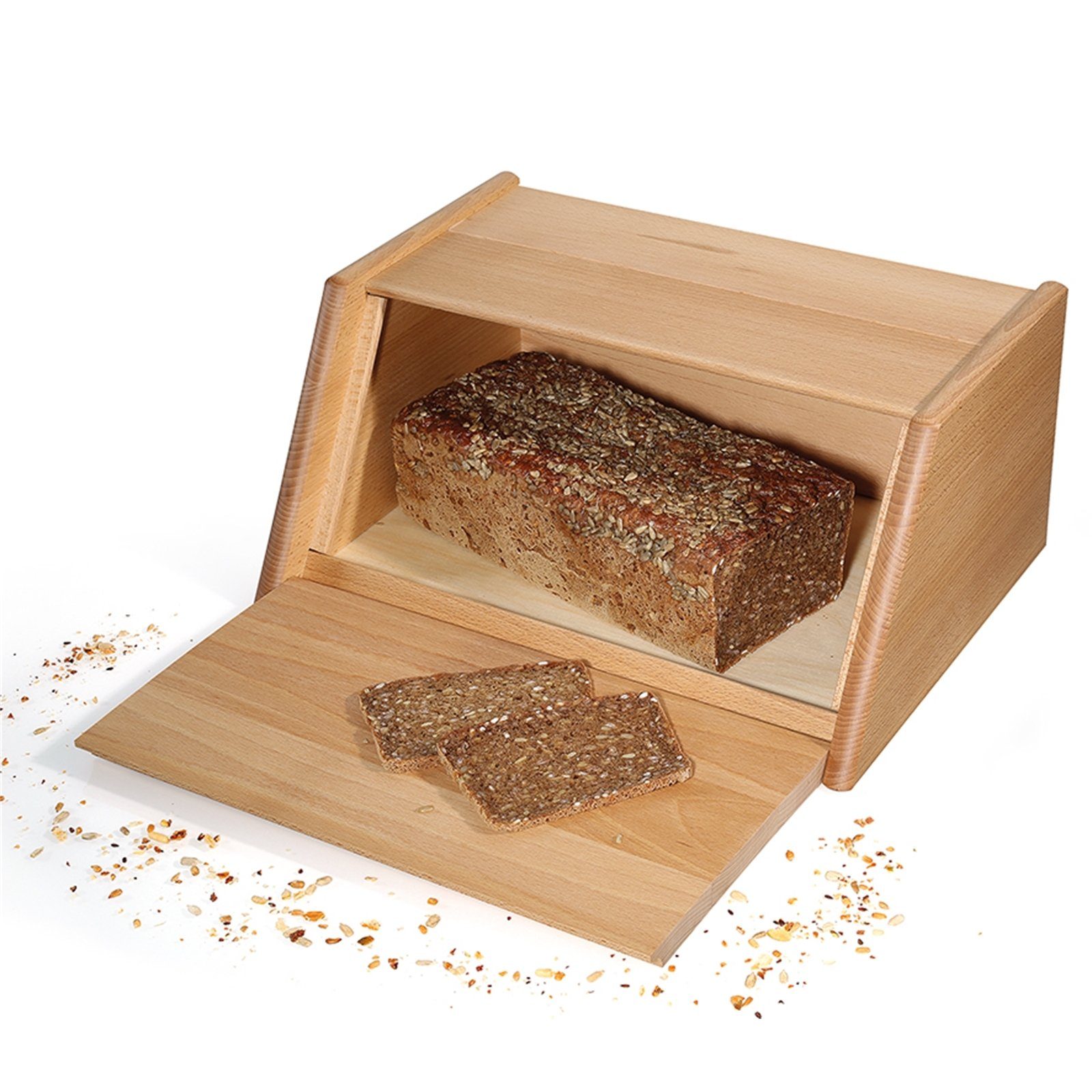 Brotbox ZASSENHAUS (Stück, Brottopf Brotkasten Holz, Brotkasten 1-tlg), Holz, eckig Buche Montana,