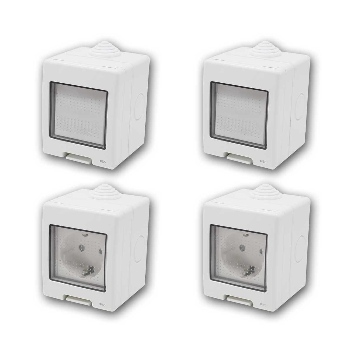 TEM Aufputz-Steckdose TEM Set "Easy" 4-teilig, lichtgrau, 16A/250V, IP55