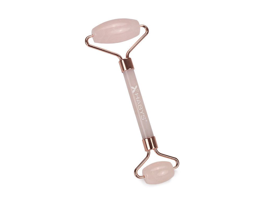 Habys Massageliege Gua Sha Massage-Set aus Rosenquarz, Stein & Roller für Gesichtspflege