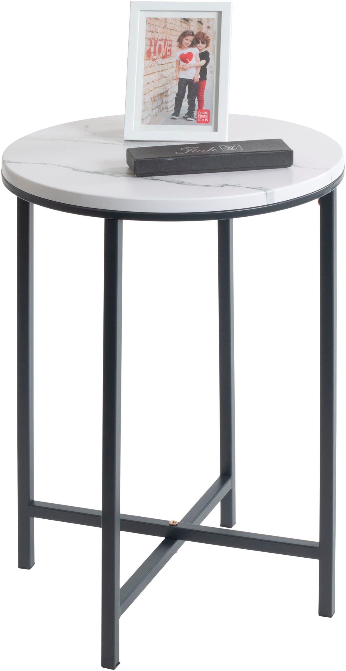 HAKU Beistelltisch Sofatisch, Wohnzimmertisch (1-St), rund - aus Metall Anthrazit - Ø/H 39/53 cm