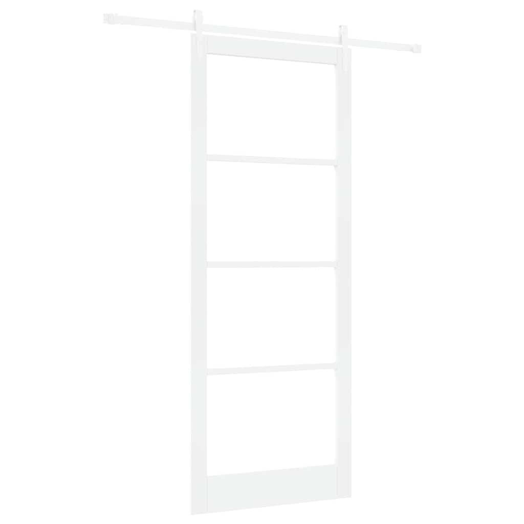 vidaXL Zimmertür 93 x 232 cm Schiebetür Weiß 93x232 cm Massivholz Kiefer und Glas inkl
