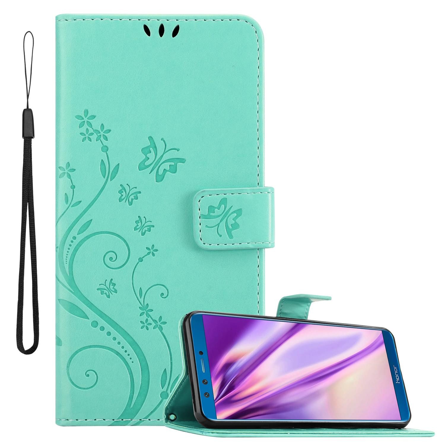 Cadorabo Handyhülle für Honor 9 LITE Hülle Honor 9 LITE, Hülle Schutzhülle Blumen Flower mit Standfunktion Kartenfach Magnet