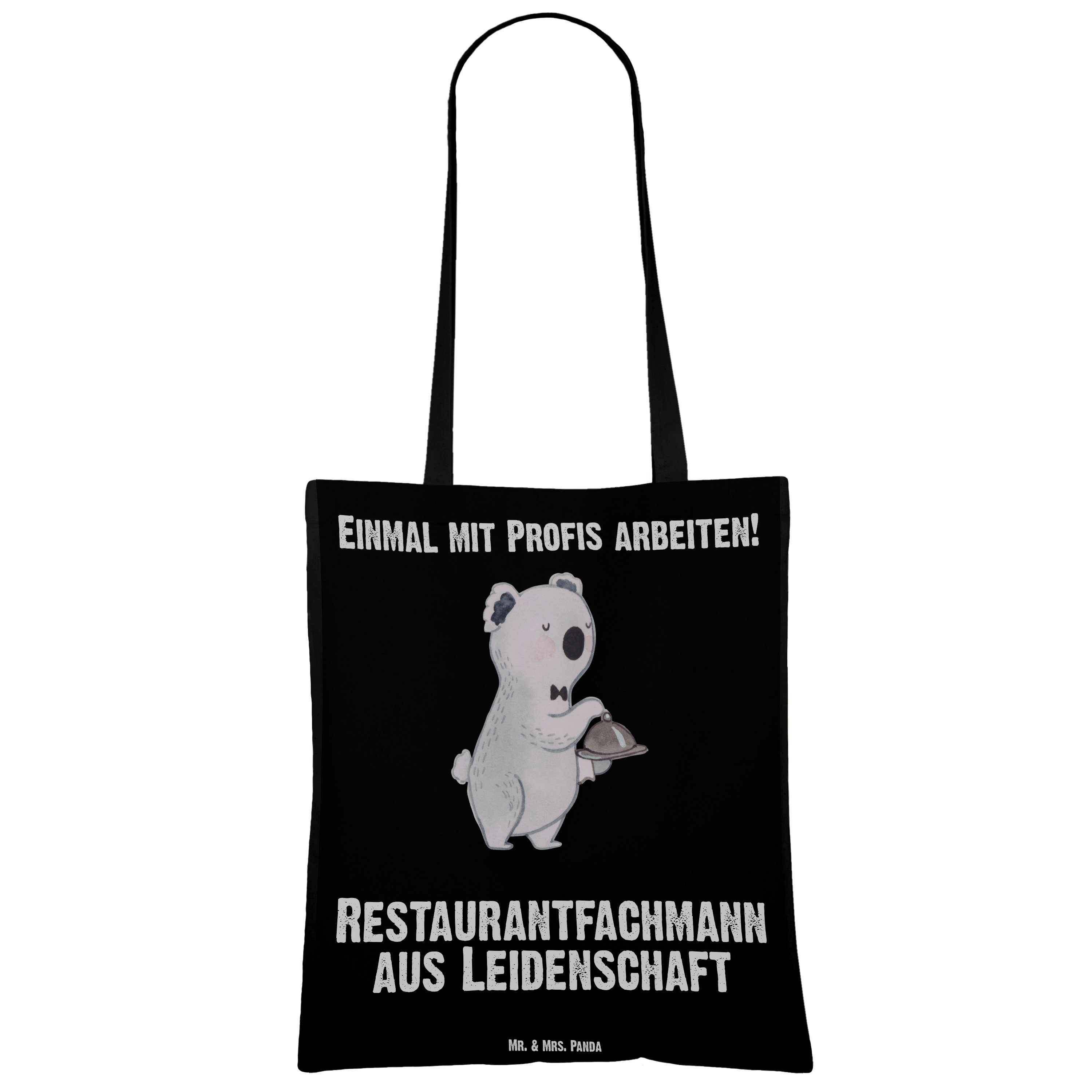 Mr. & Mrs. Panda Leidenschaft Restaurantfachmann Beuteltasch - Schwarz Tragetasche - Geschenk, aus (1-tlg)