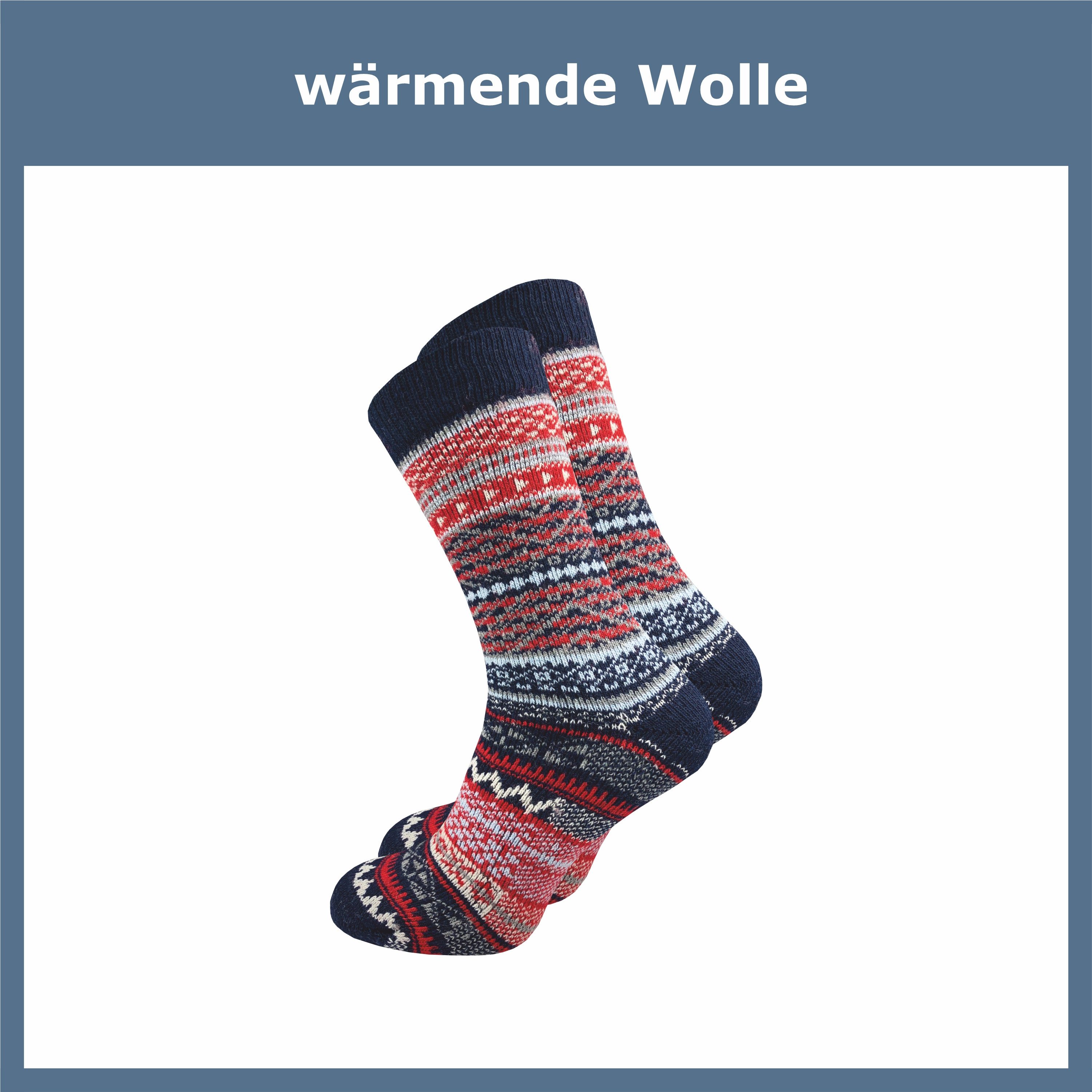 GAWILO Norwegersocken für Damen mit Wolle im skandinavischen Look (2 Paar) Extra warm & weich - Komfortbund ohne Gummidruck