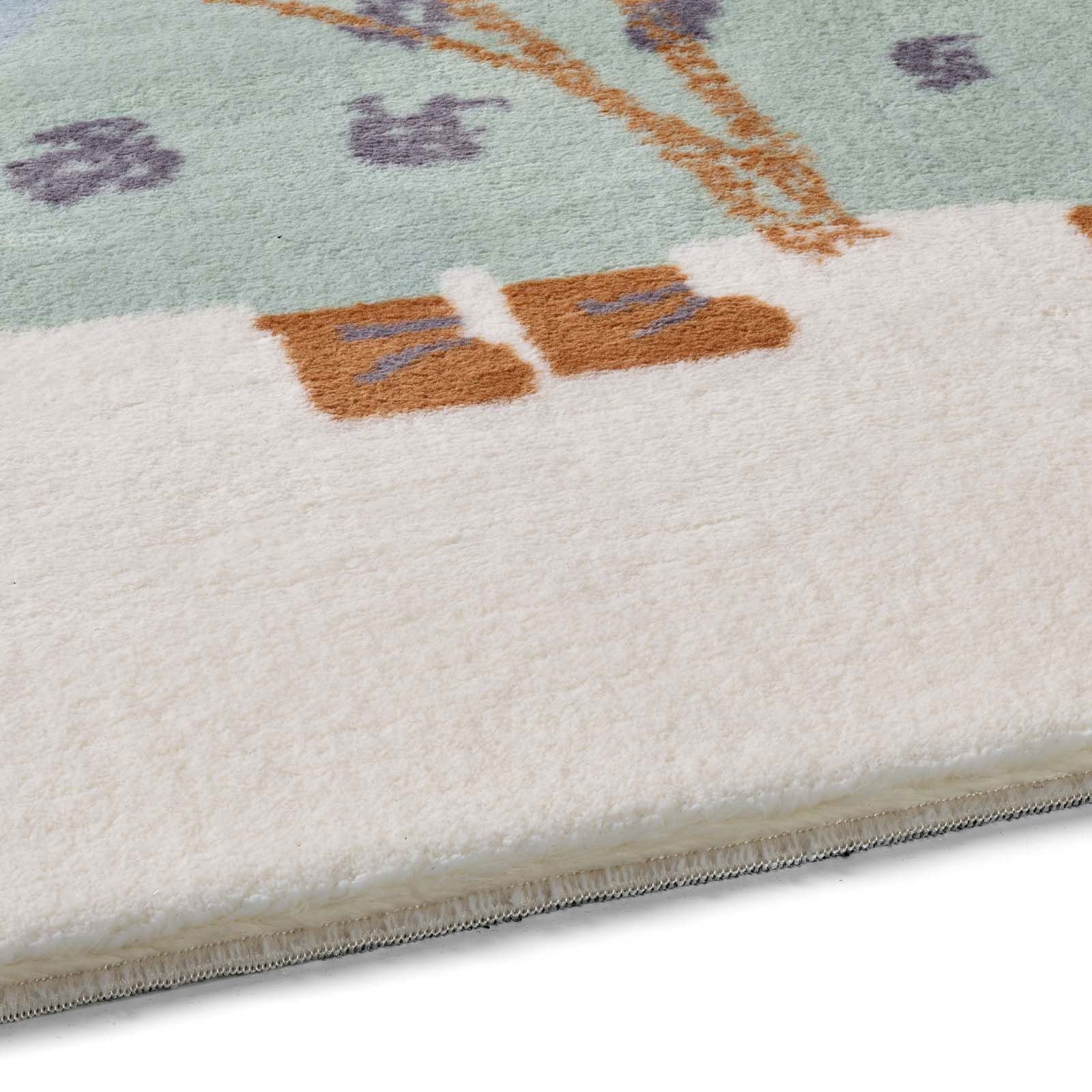 TaraCarpet Kinderteppich Kinderzimmerteppich Soft Kids kuschelig weich in verschiedenen Designs, rechteckig, Höhe: 18 mm, Dino Camping hell Kinderzimmer Babyzimmer Junge Mädchen 80X150