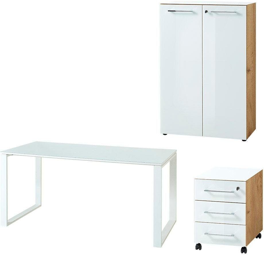 GERMANIA Büro-Set GW-Monteria, (Set, 3-St) eiche-weiß