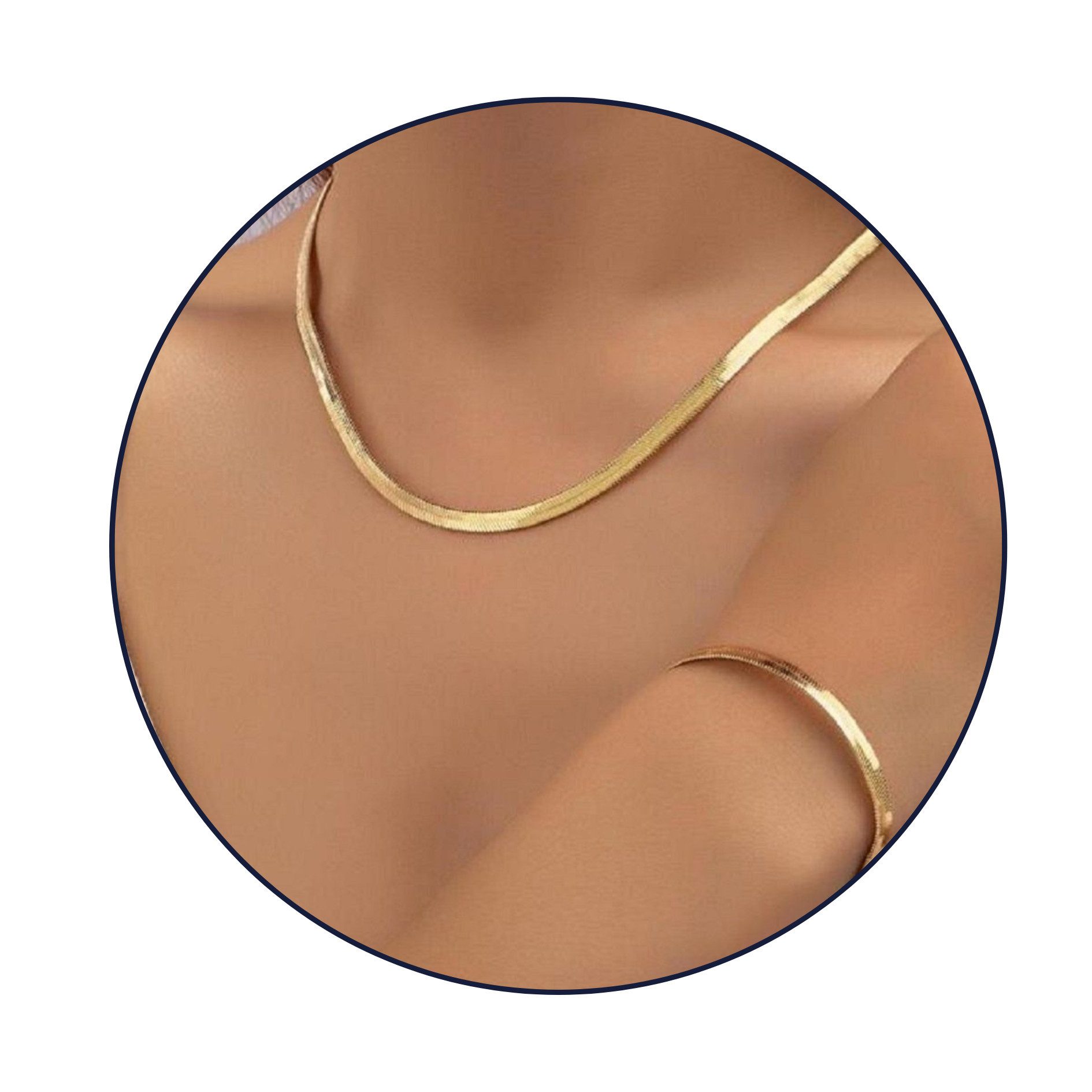 Schmuckset Edelstahl Schmuck Armband Halskette Set vergoldet