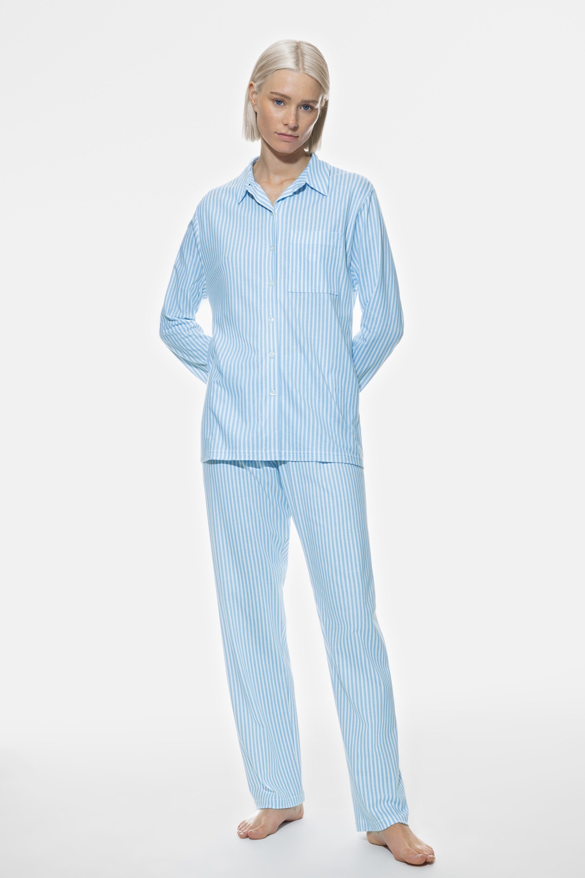 Schlafanzug Mey Damen Anzug lang Serie Elva Gestreift Pyjama