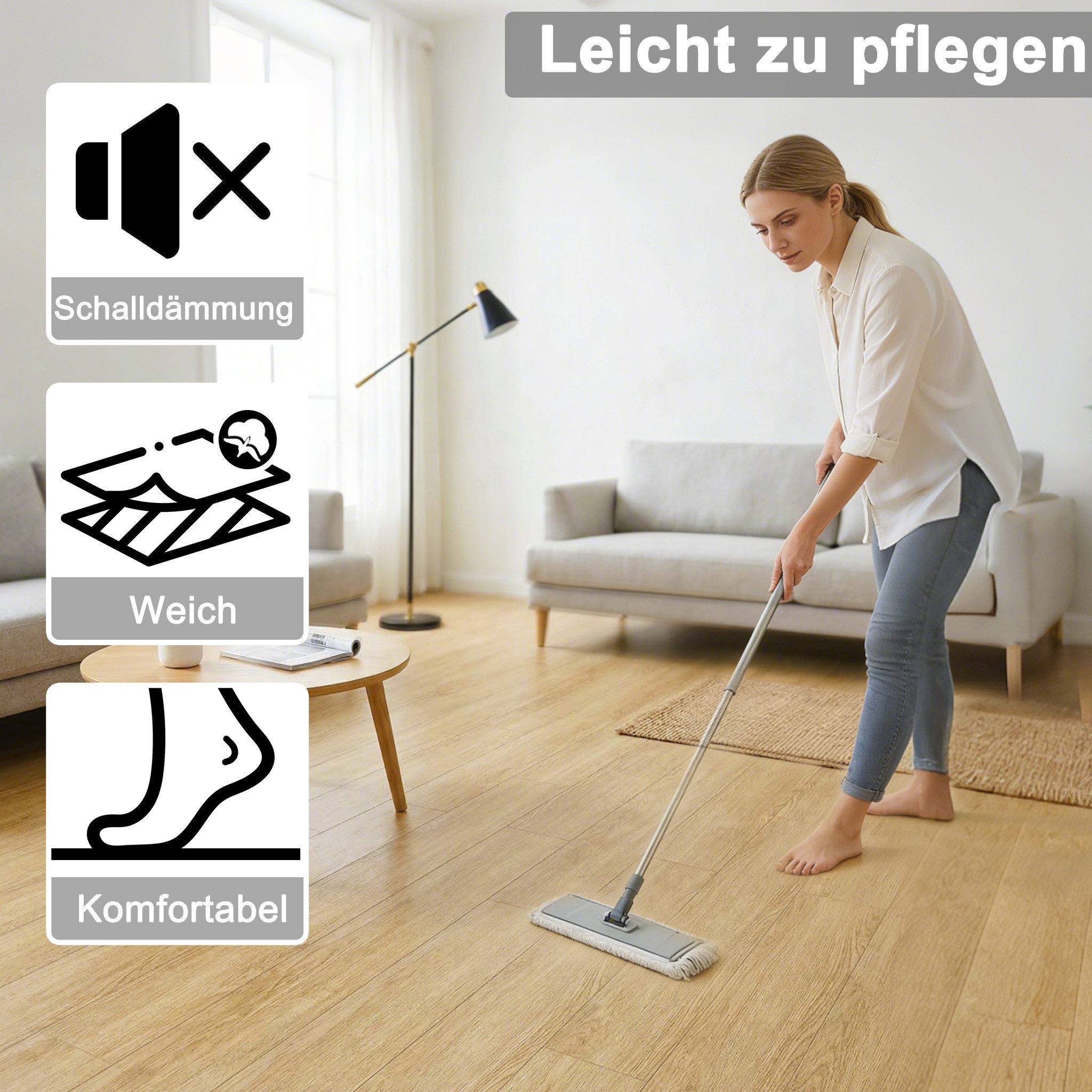 FIVMEN Vinylboden PVC Bodenbelag Selbstklebend, Holzmaserung Dielen, Bodenfliesen, 18/36 Stück, 2.51/5.2 m² Schneidbar Fliesen für Schlafzimmer, Küche – Bild 5 von 5