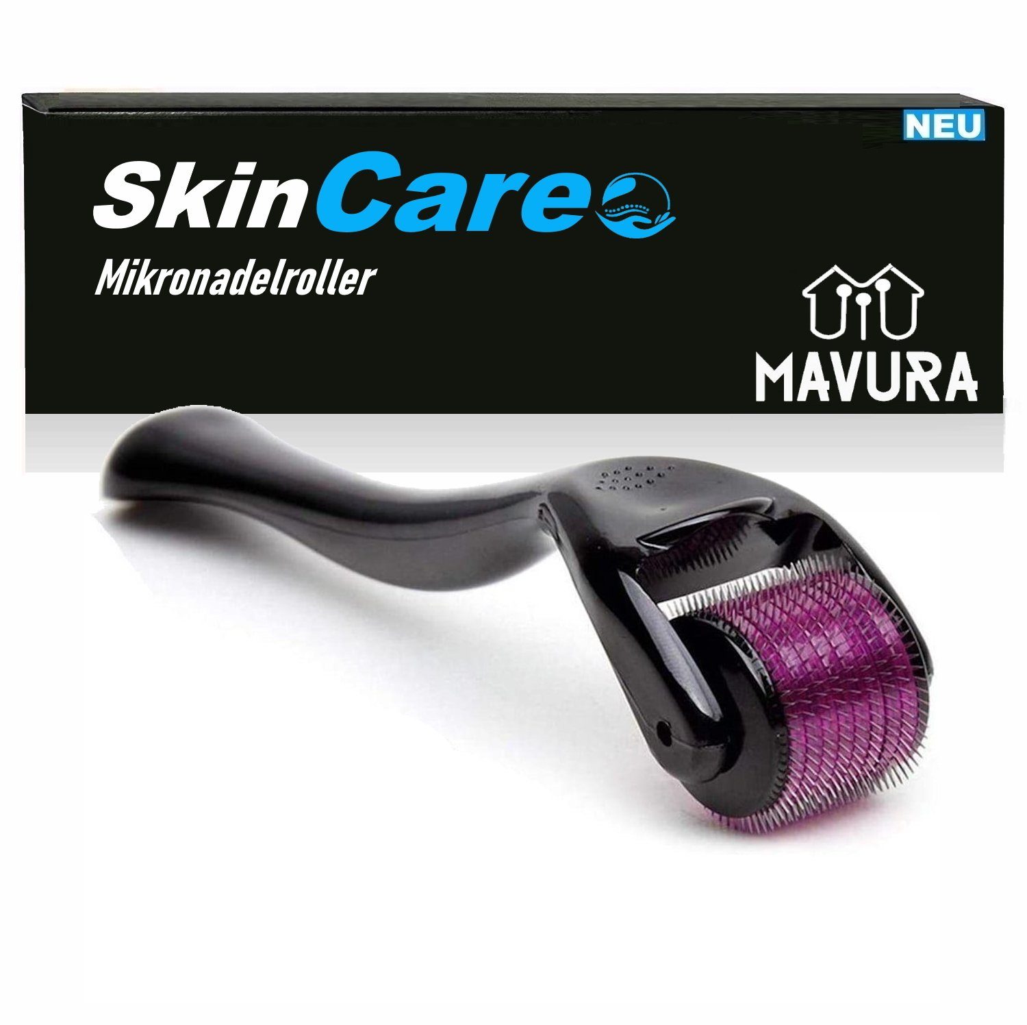 MAVURA Dermaroller SkinCare Mikronadelroller Haut Pflege Haar Bart Wachstum, Haarwuchs Hautpflege Regeneration Microneedling Haare Haarwachstum, Derma Roller Massageroller Cellulite Falten, Narben Pigment Anti Aging Nadelroller Micronadeln