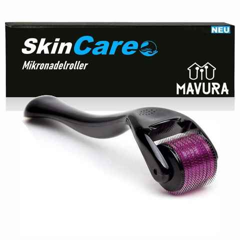 MAVURA Dermaroller SkinCare Mikronadelroller Haut Pflege Haar Bart Wachstum, Haarwuchs Hautpflege Regeneration Microneedling Haare Haarwachstum, Derma Roller Massageroller Cellulite Falten, Narben Pigment Anti Aging Nadelroller Micronadeln