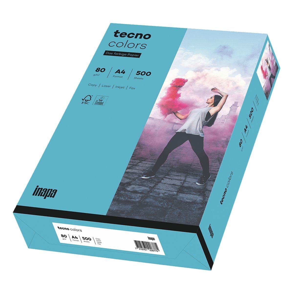 Format Kopierpapier Colors, Blatt Intensivfarben, Rainbow / tecno A4, g/m², Drucker- und blau Inapa DIN 500 80 tecno