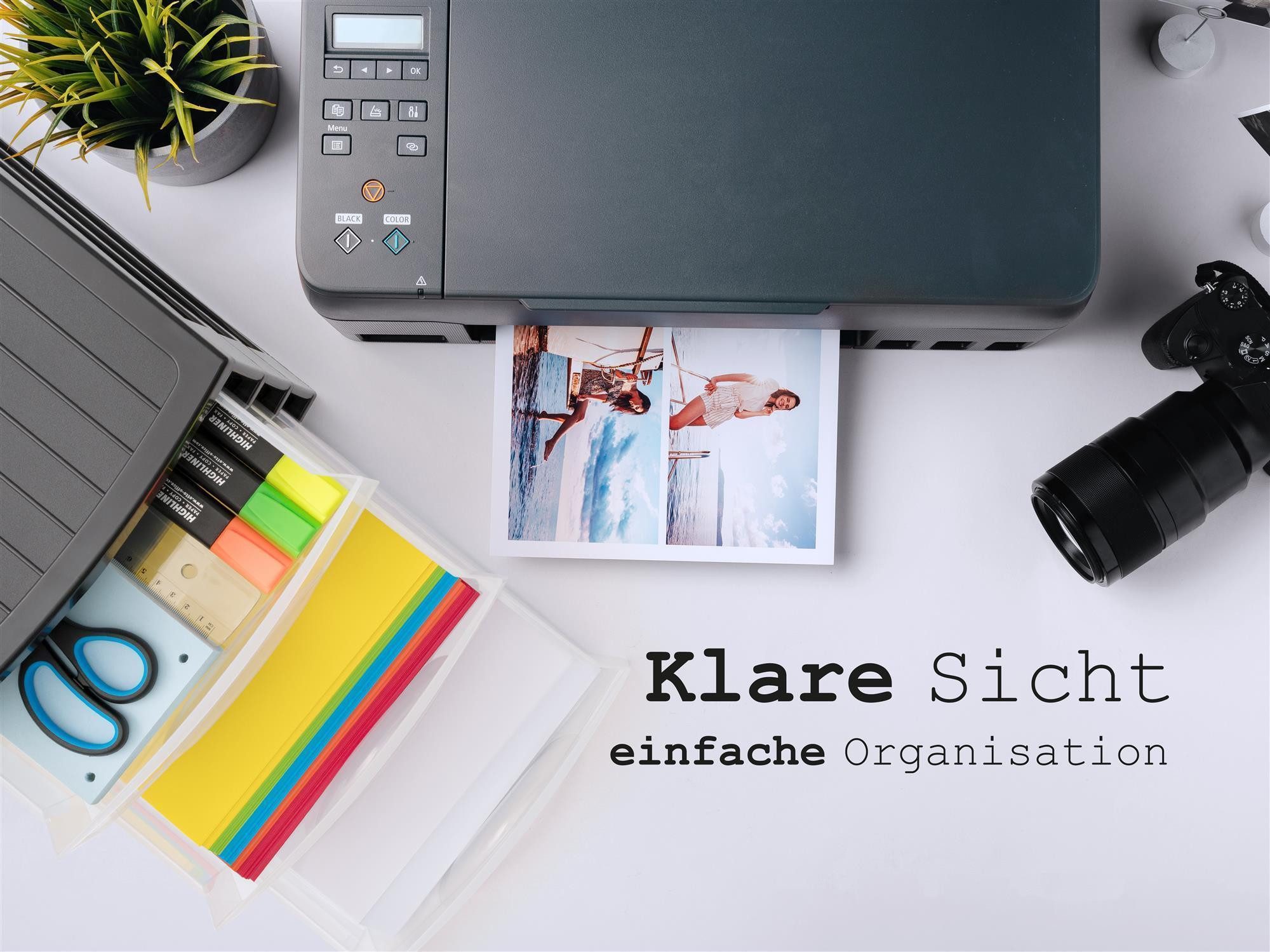 Hausfelder Schubladenbox Schubladenschrank A4 mit 3 Schubladen, 3 Stück inkl. Aufkleber, (3-St., A4 mit 3 Schubladen + Aufkleber), klare Sicht, einfache Organis – Bild 5 von 5
