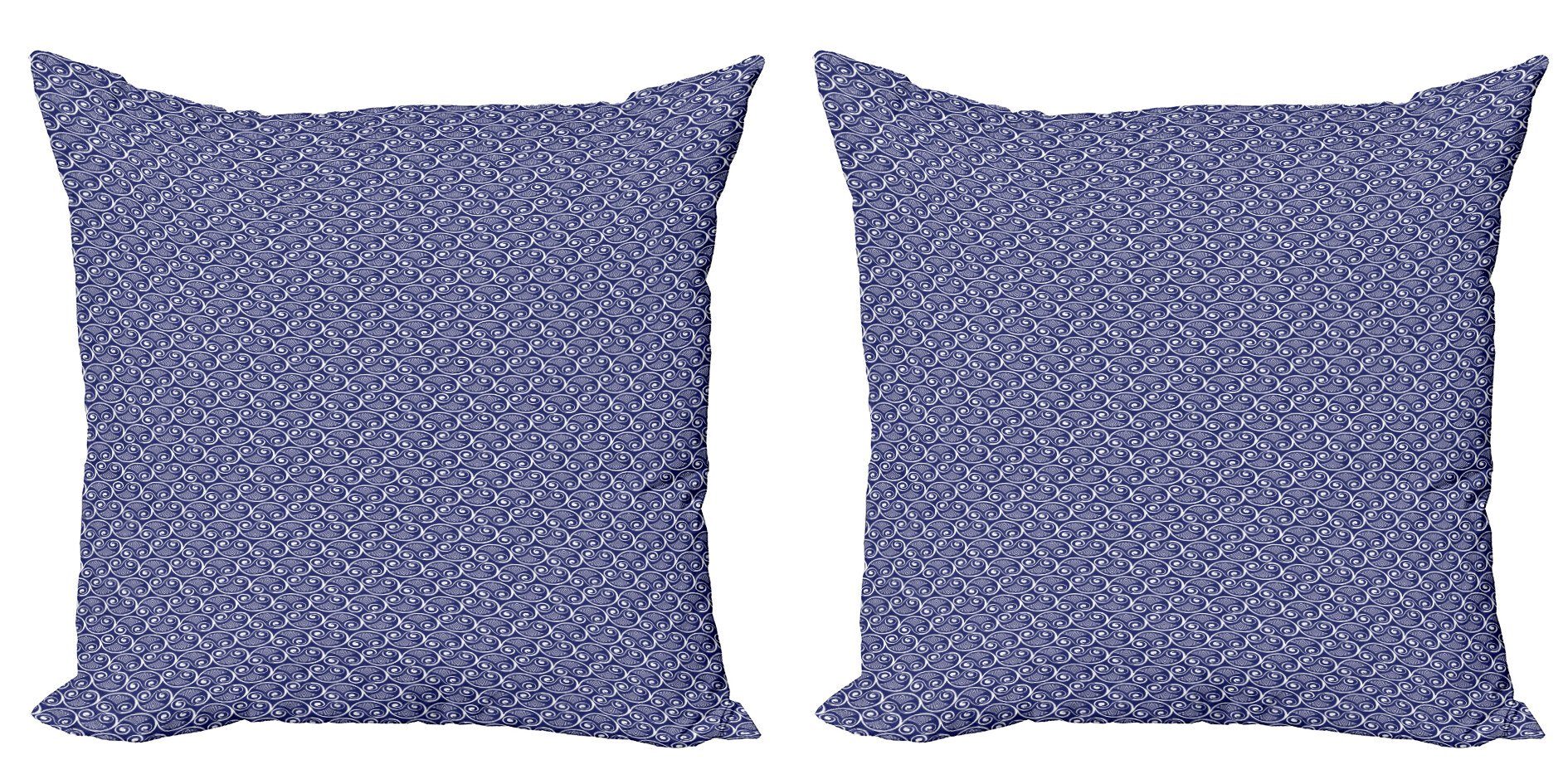 Accent Doppelseitiger Kissenbezüge weiß Blau und Spiralen Stück), Abakuhaus Digitaldruck, Modern Kurven (2
