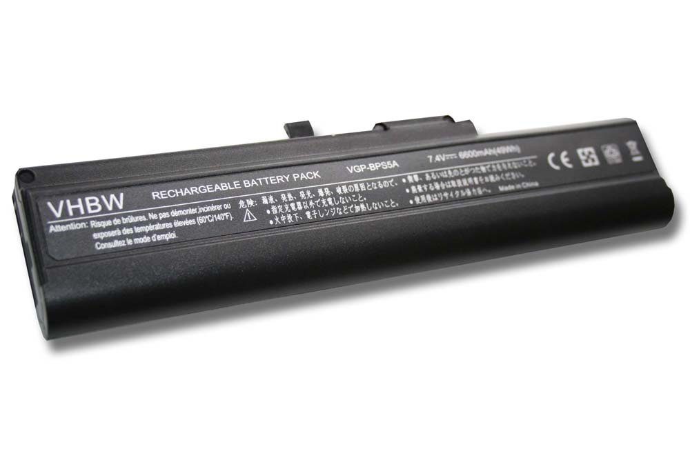 vhbw passend für Sony Vaio VGN-TX770P/B, VGN-TX770P/T, VGN-TX770P/W, Laptop-Akku 6600 mAh